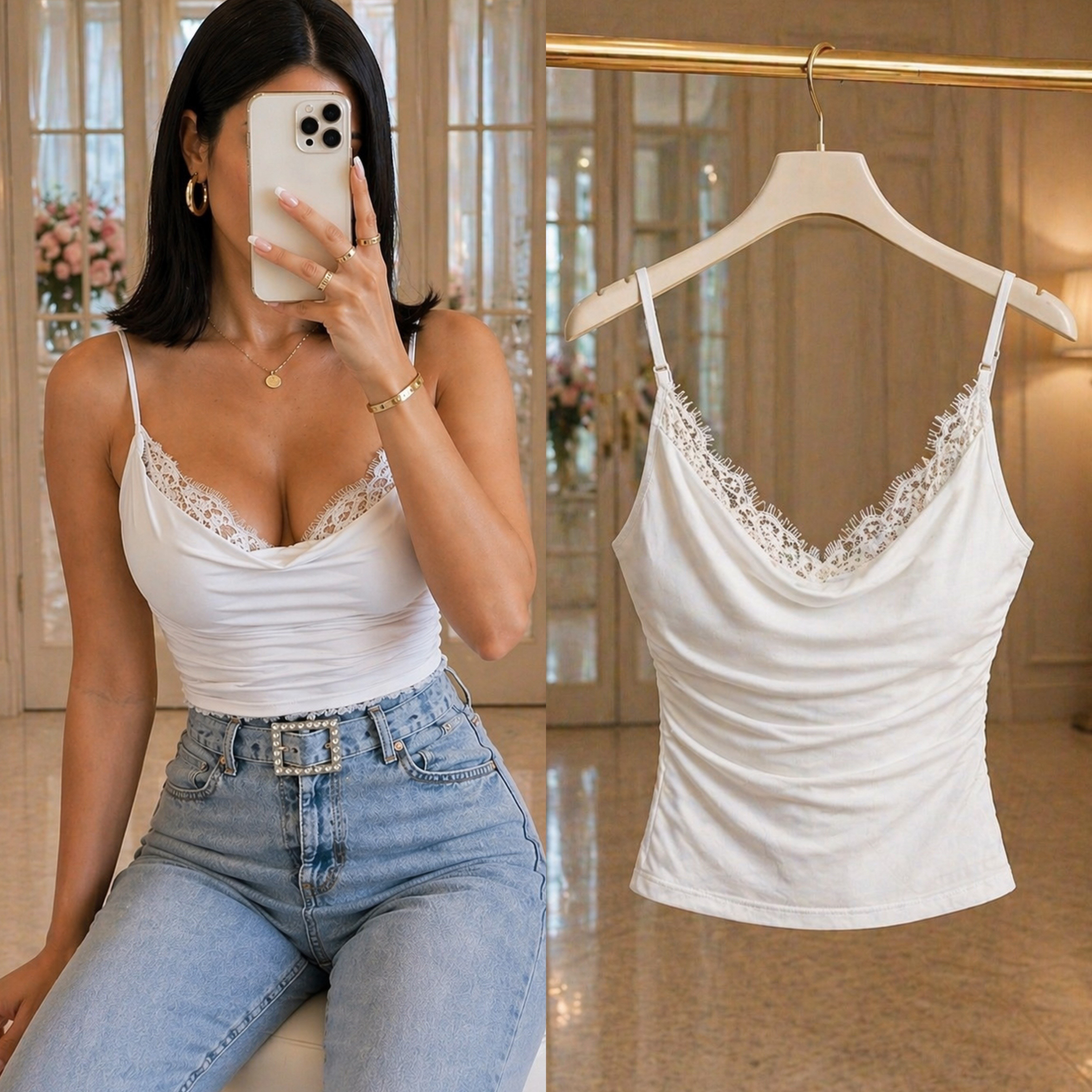 ILZA DANTEL DETAYLI SANDY BLUZ