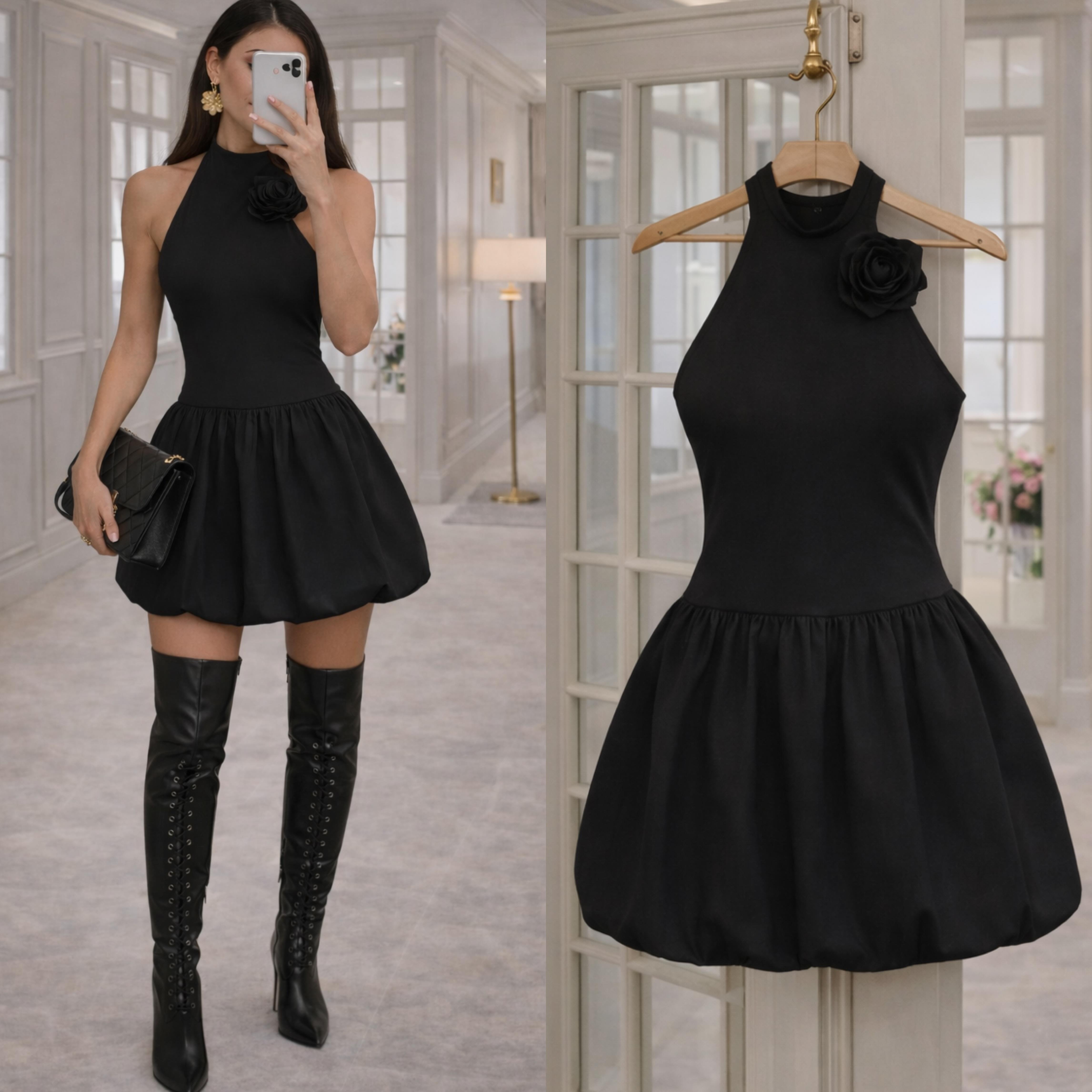 JINA ÇİÇEK AKSESUARLI ELBİSE 