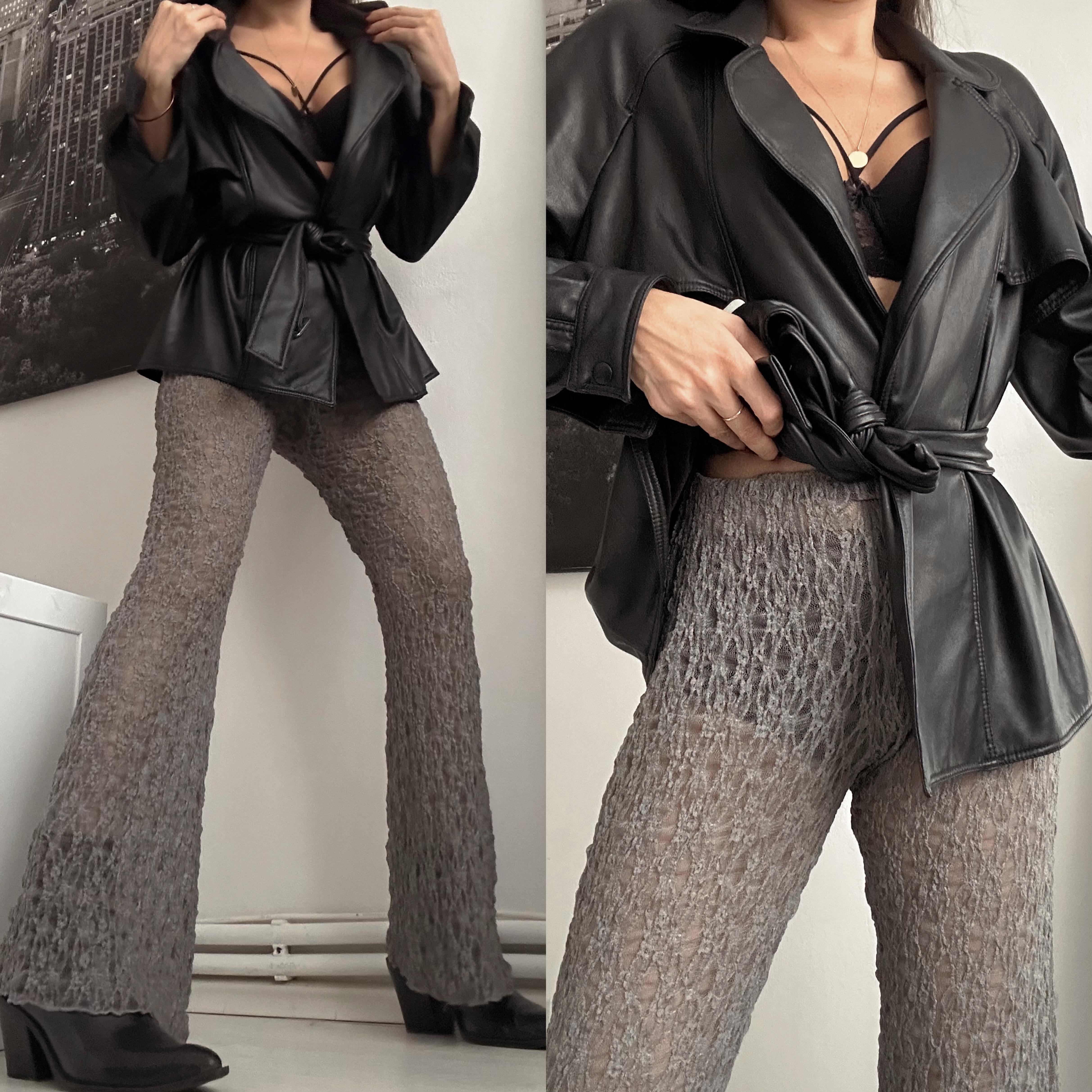 JOLİE LACE UP TAYT PANTOLON GRİ