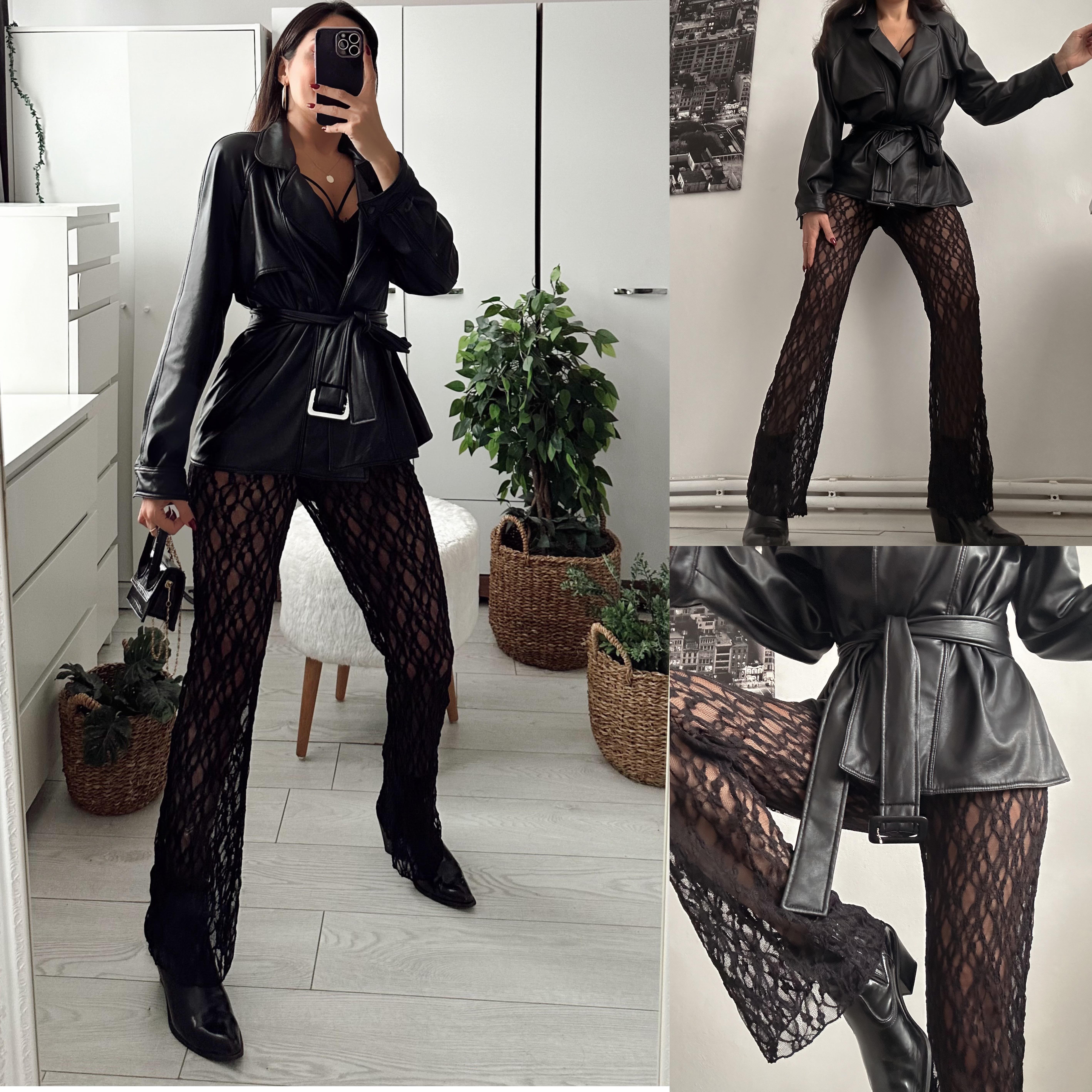 JOLİE LACE UP TAYT PANTOLON SİYAH 
