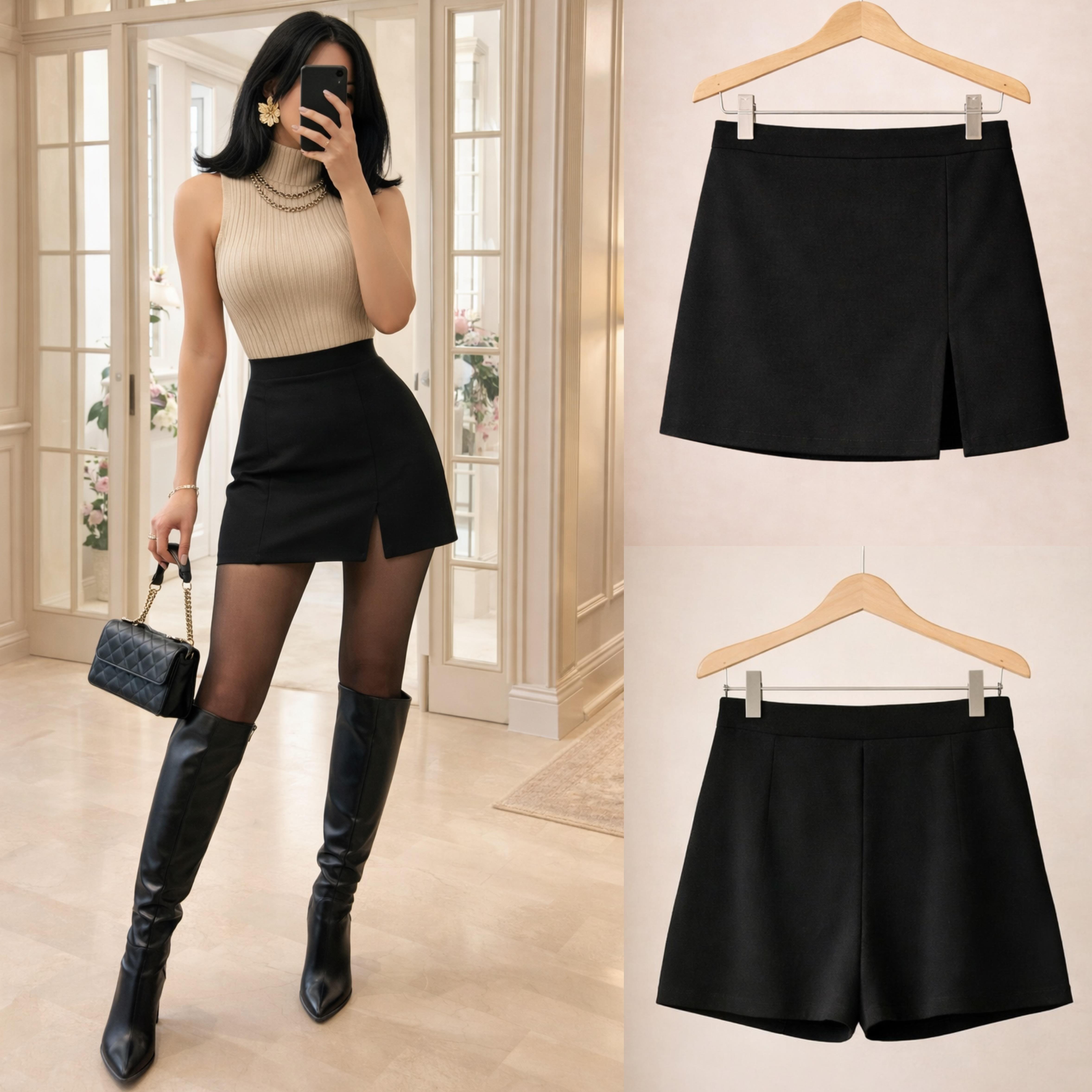 KALIA YIRTMAÇLI ŞORT ETEK 