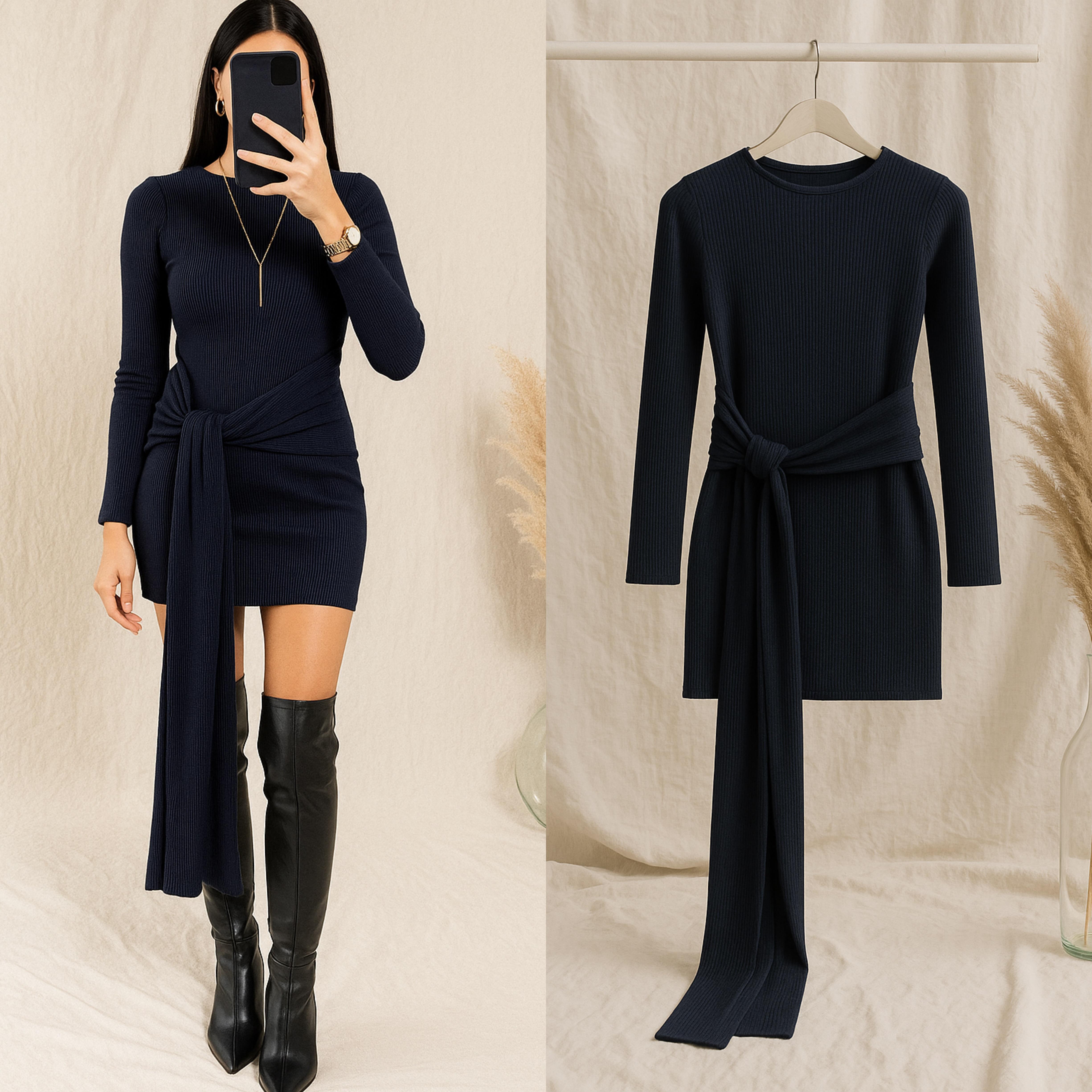 KALLIA BAĞLAMALI MİNİ ELBİSE