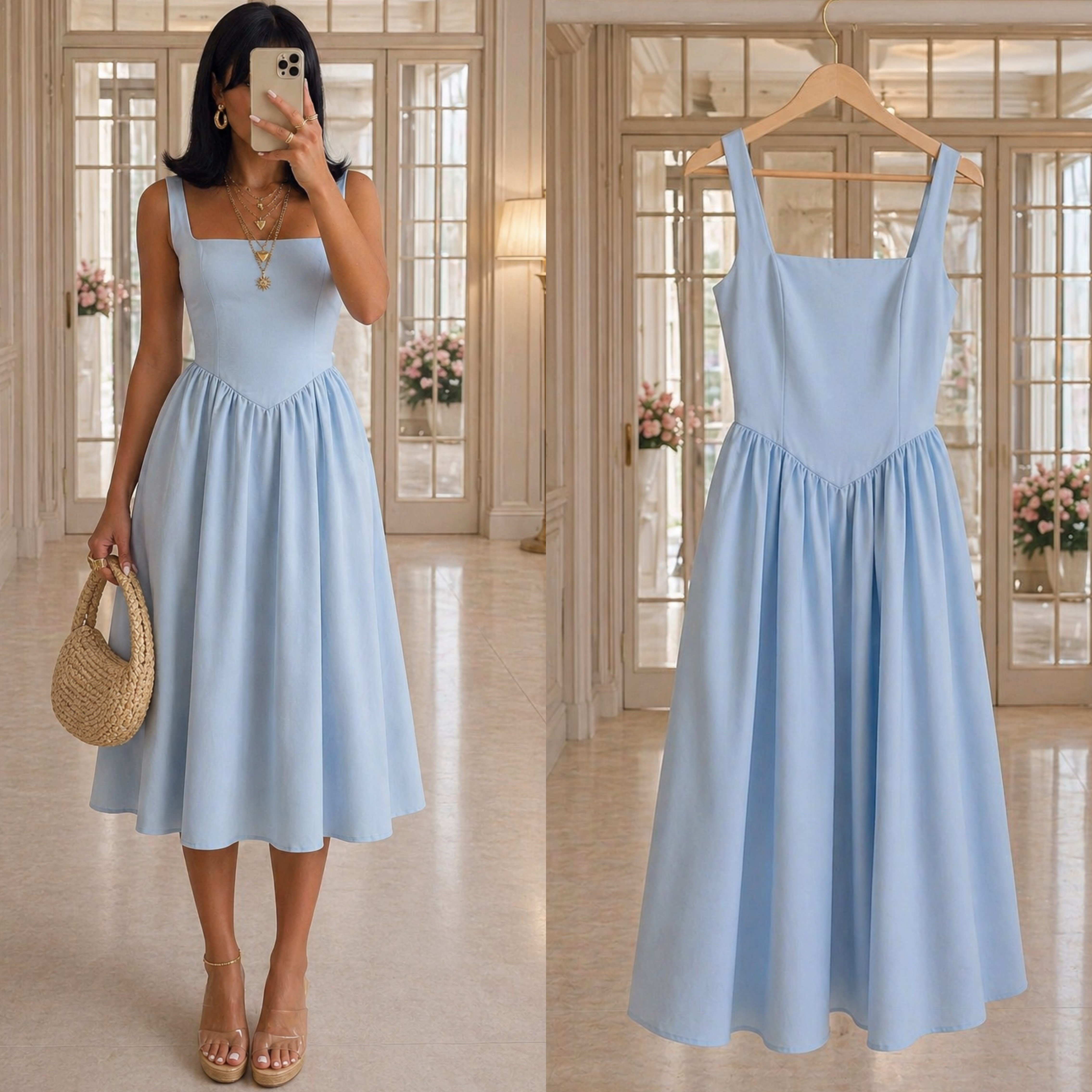 KLERA DOKUMA GİPELİ ELBİSE 