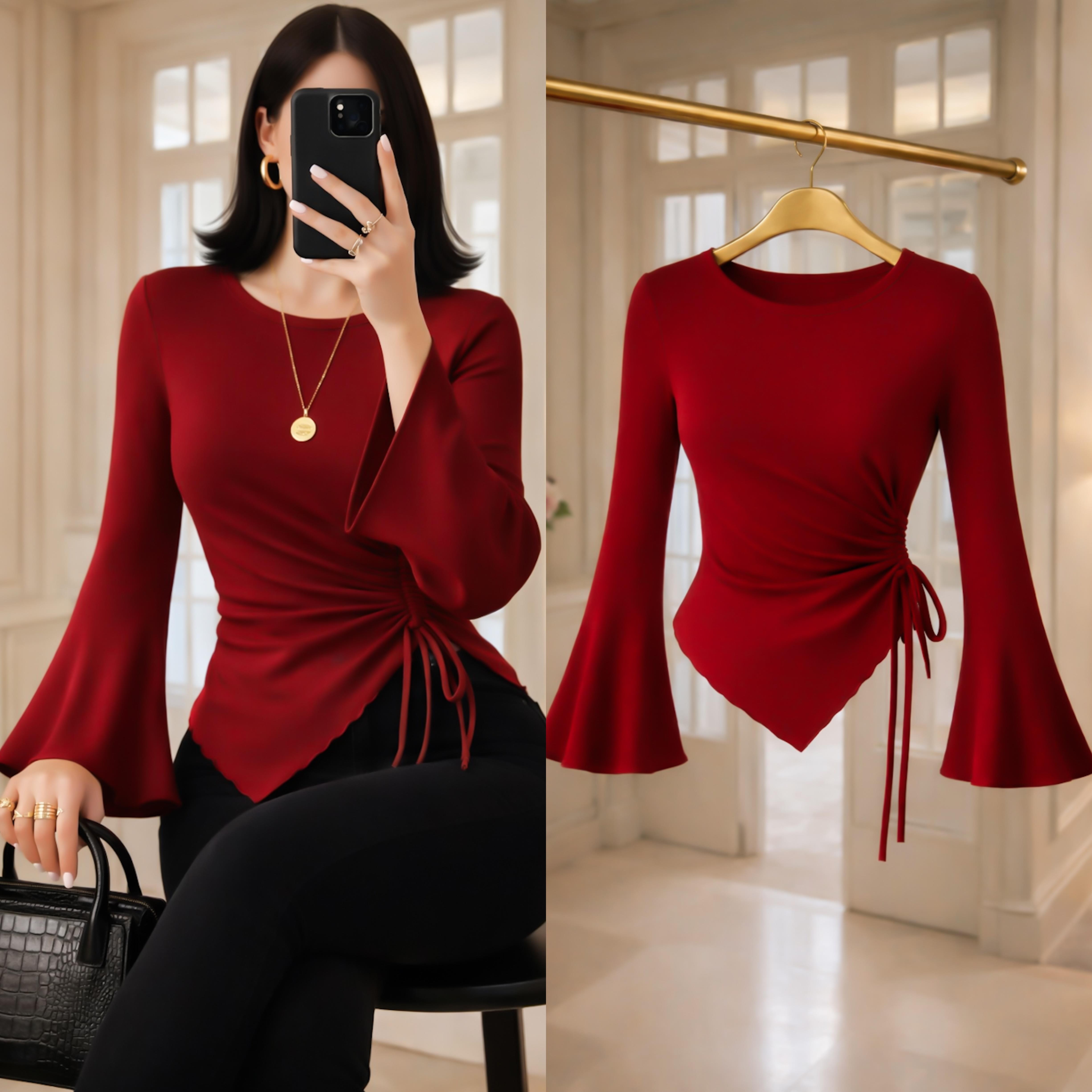 LEOLY YAN BÜZGÜLÜ BLUZ