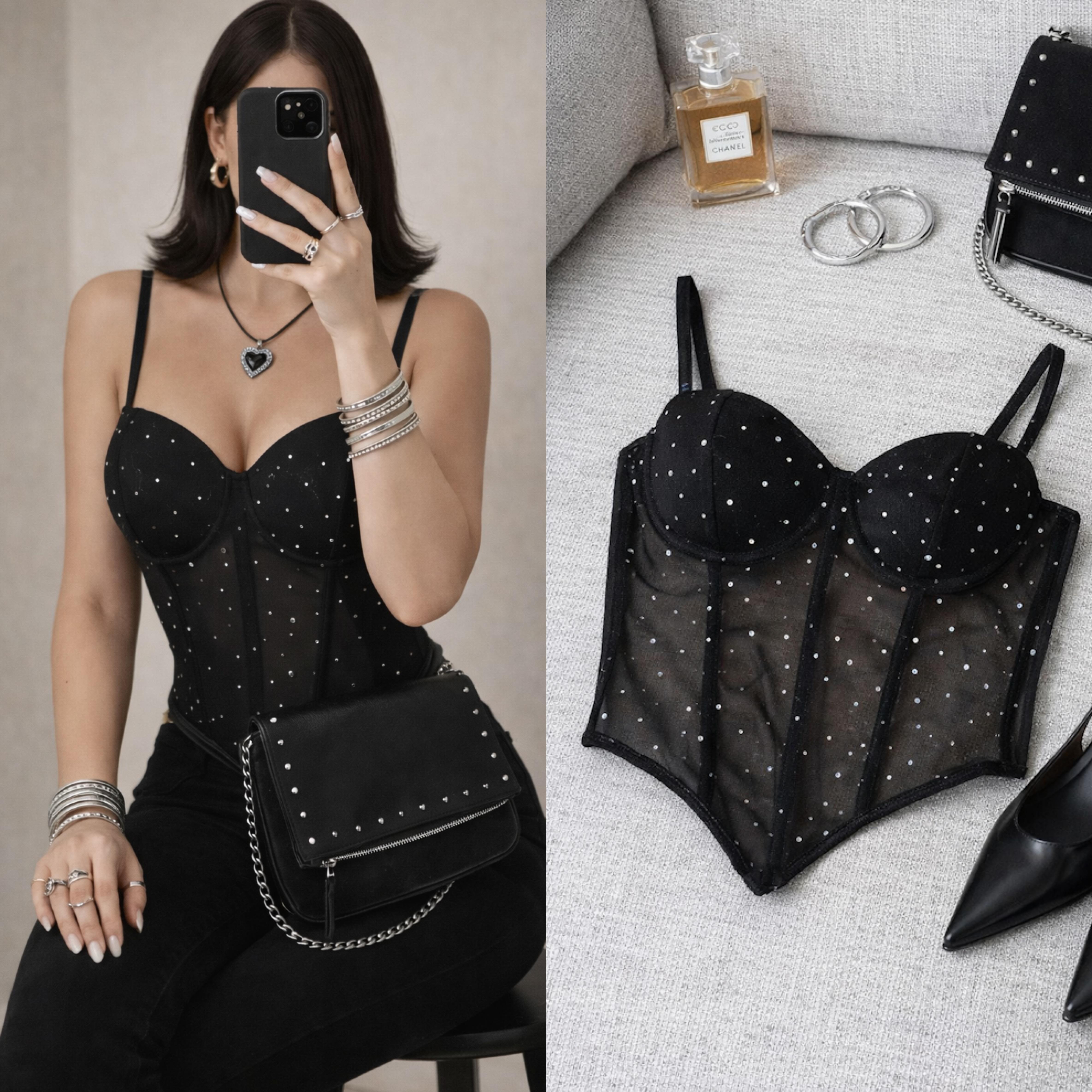 LESSY TAŞLI GÖĞSÜ DOLGULU PUSH UP BUSTİYER 