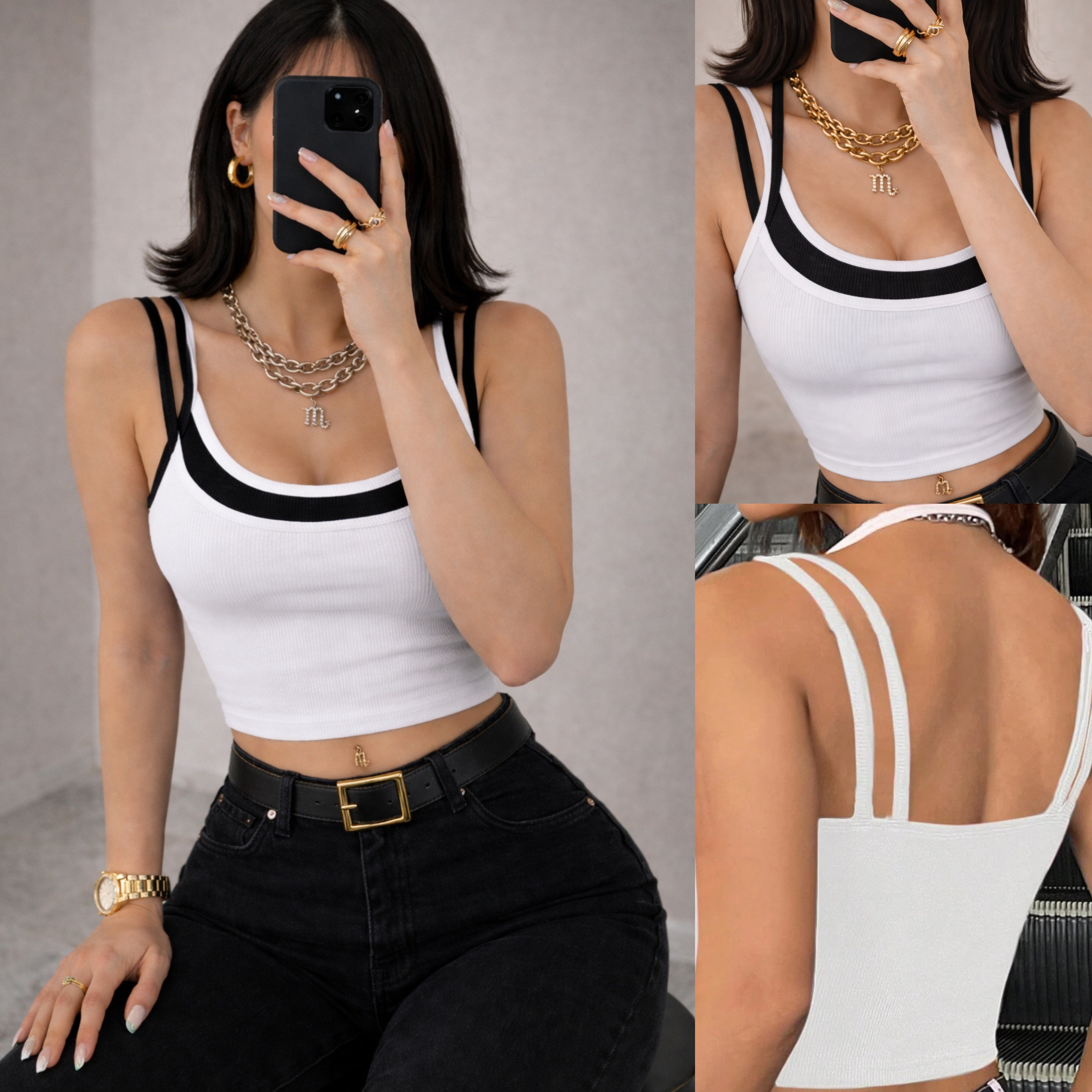 LIMA ÇİFT RENKLİ ASKILI CROP ATLET