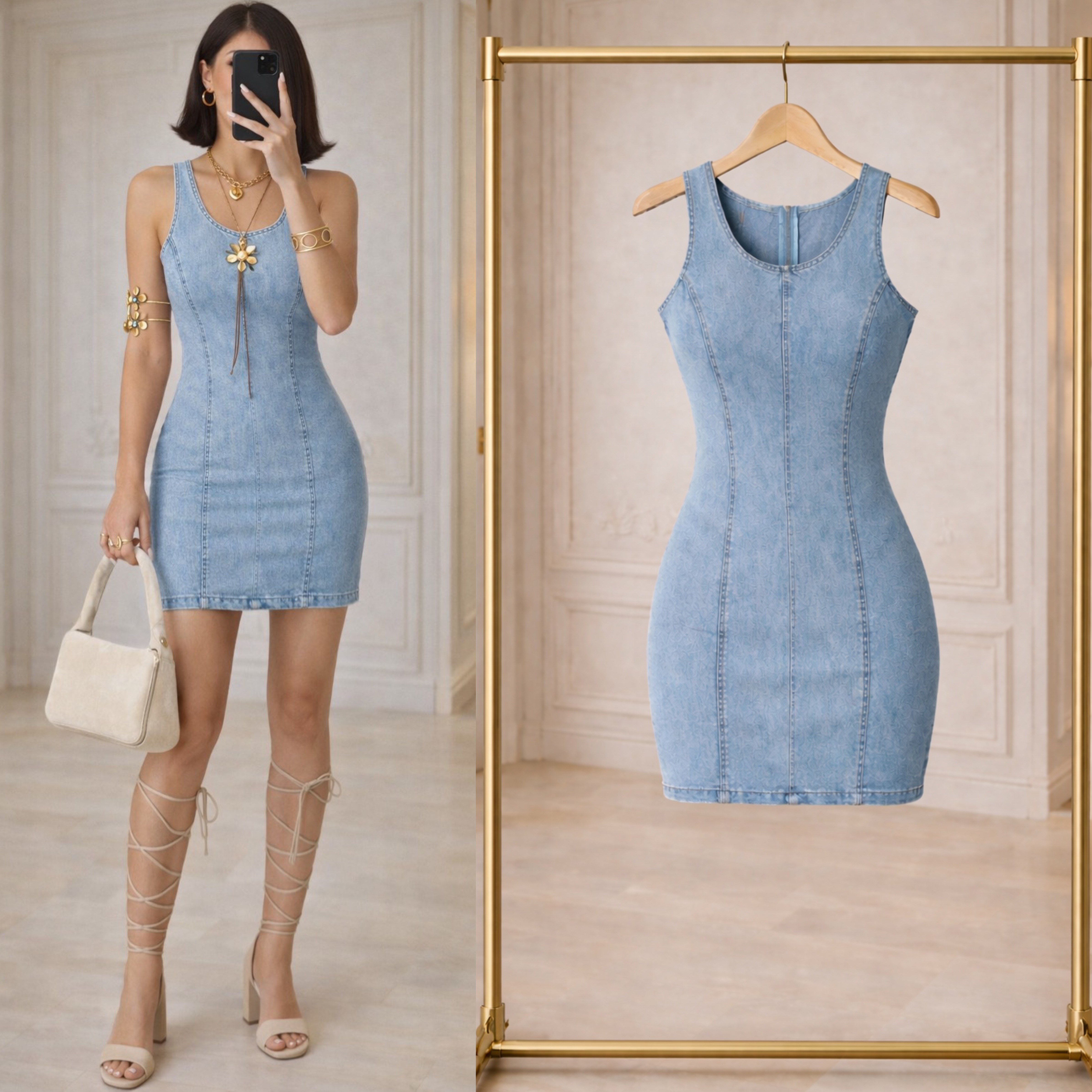 LIMYA FERMUARLI ESNEK KOT ELBİSE