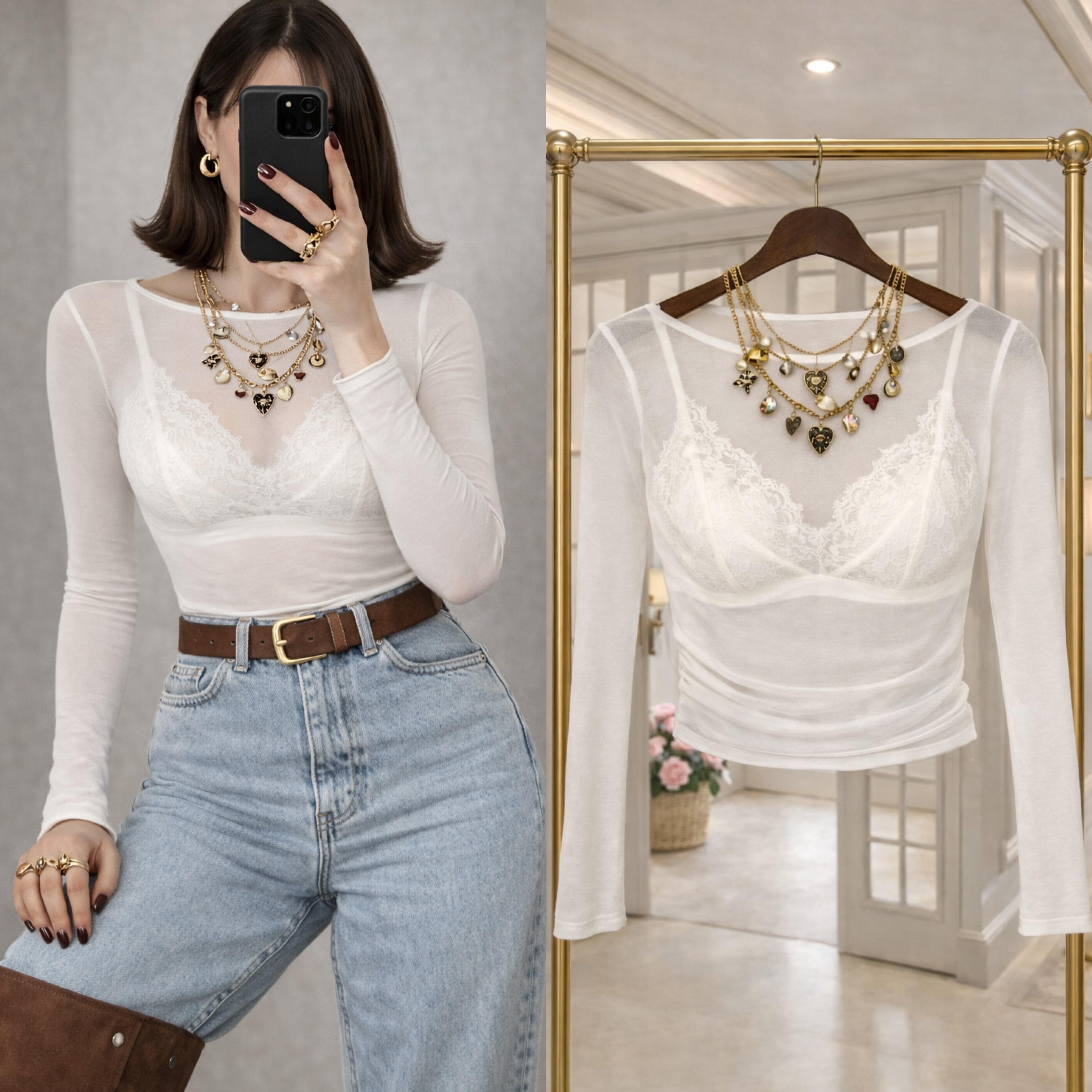 LINYA TRANSPARAN İNCE KUMAŞ BLUZ