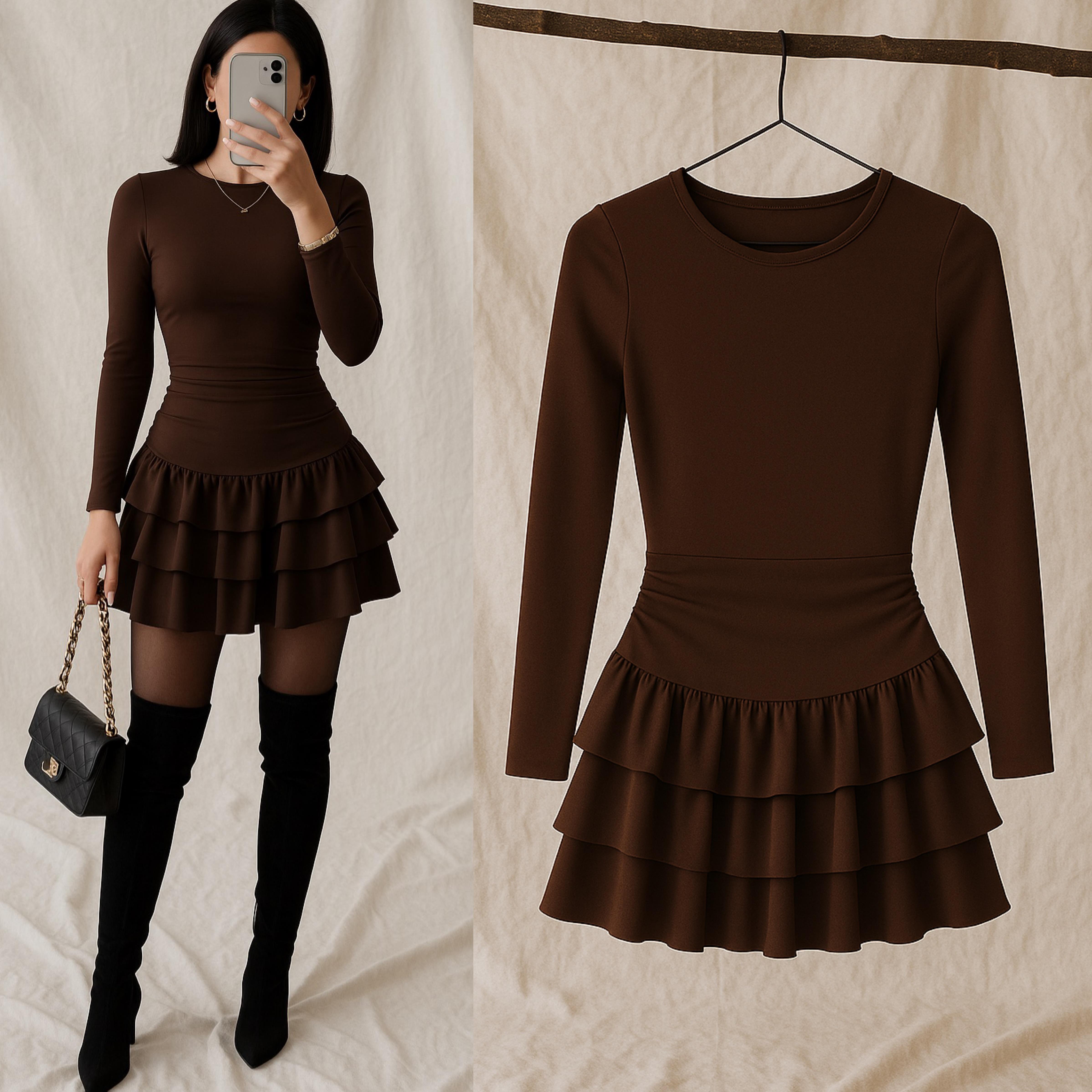 LOLY SANDY MİNİ ELBİSE KAHVE