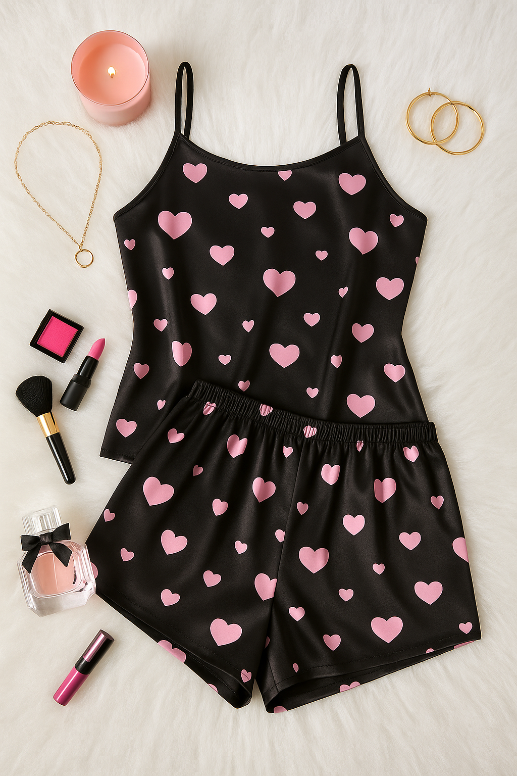 LOVEHEART SATEN ŞORTLU TAKIM