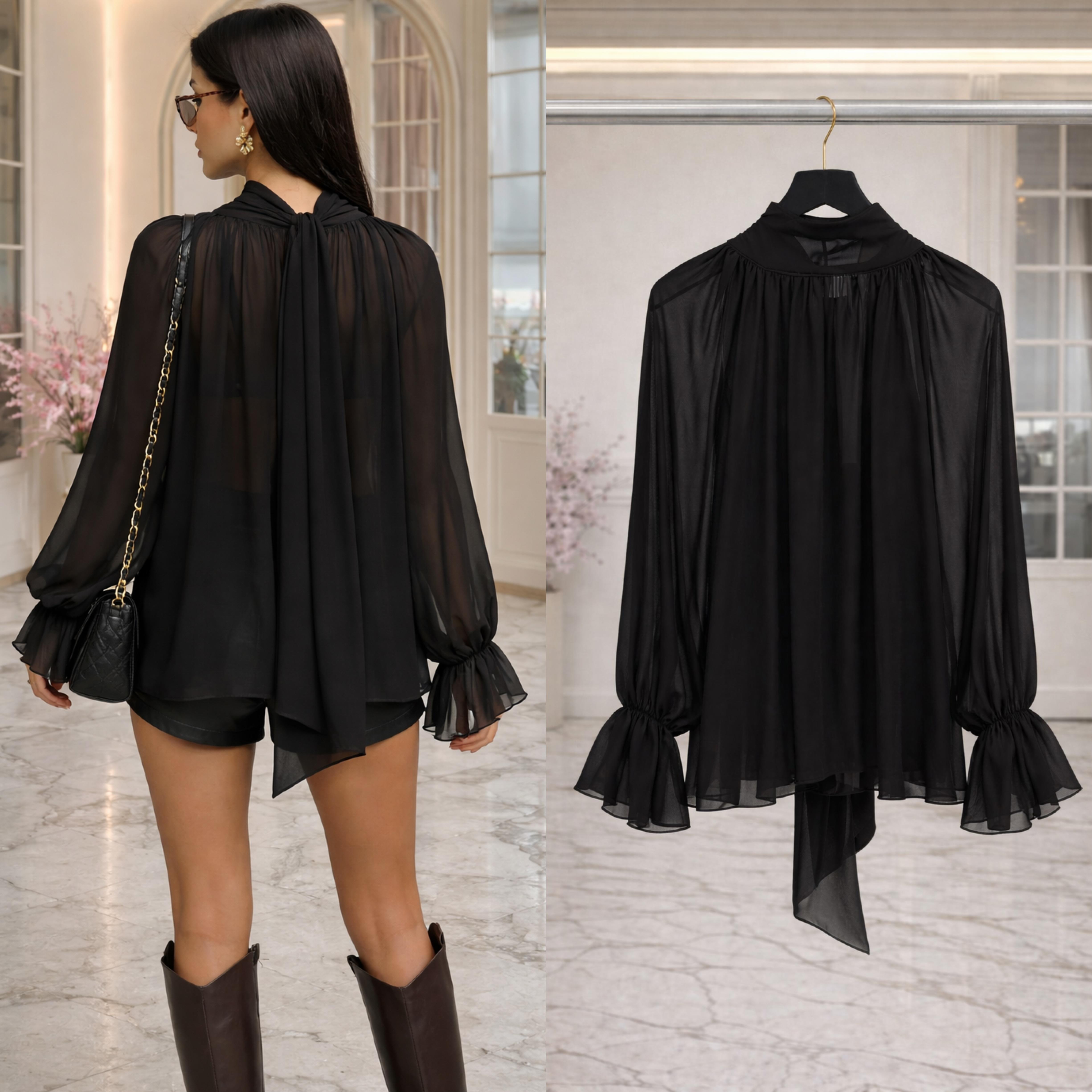 LOVI ŞIFON OVERSİZE TUNİK BLUZ