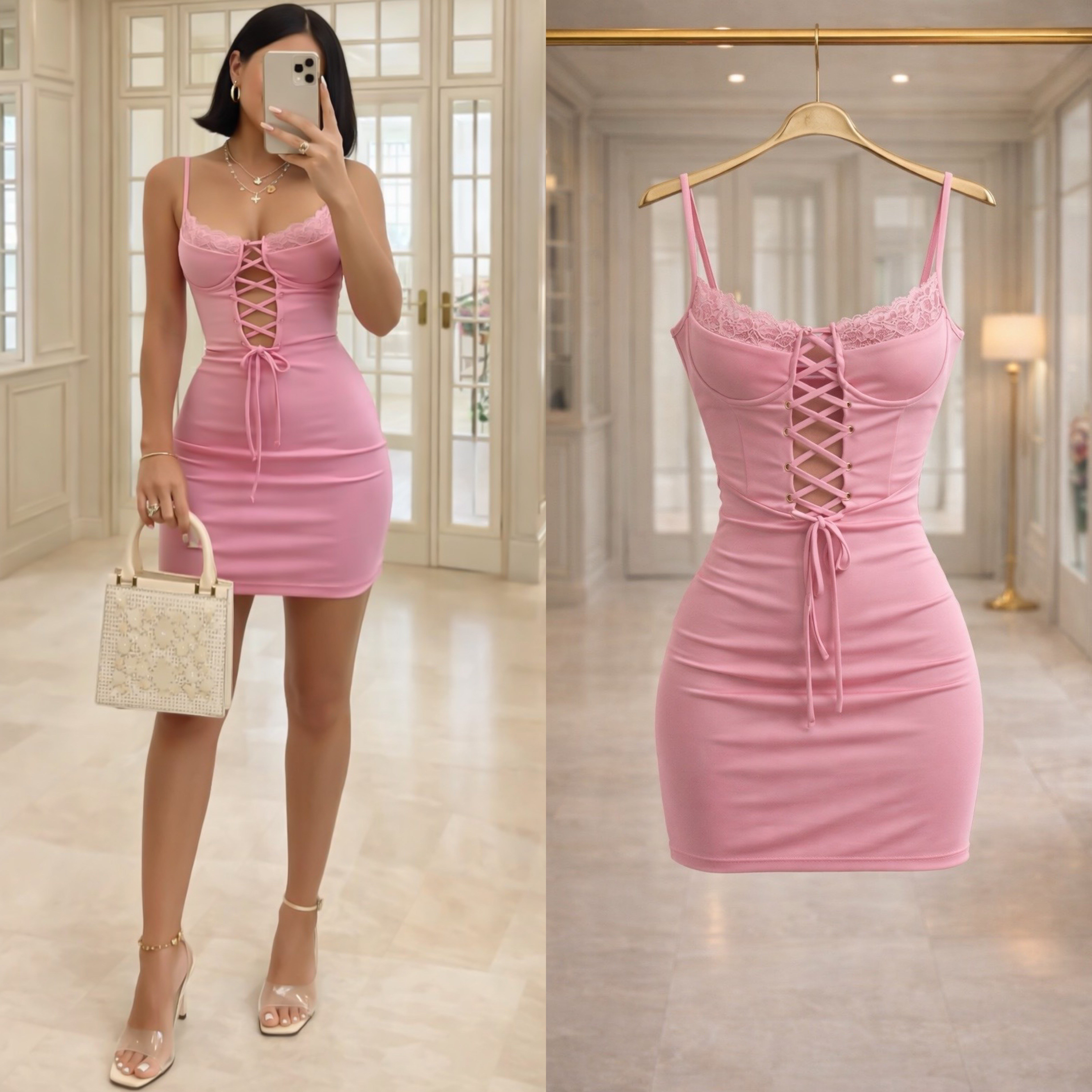 LOVN BAĞCIKLI SANDY ELBİSE