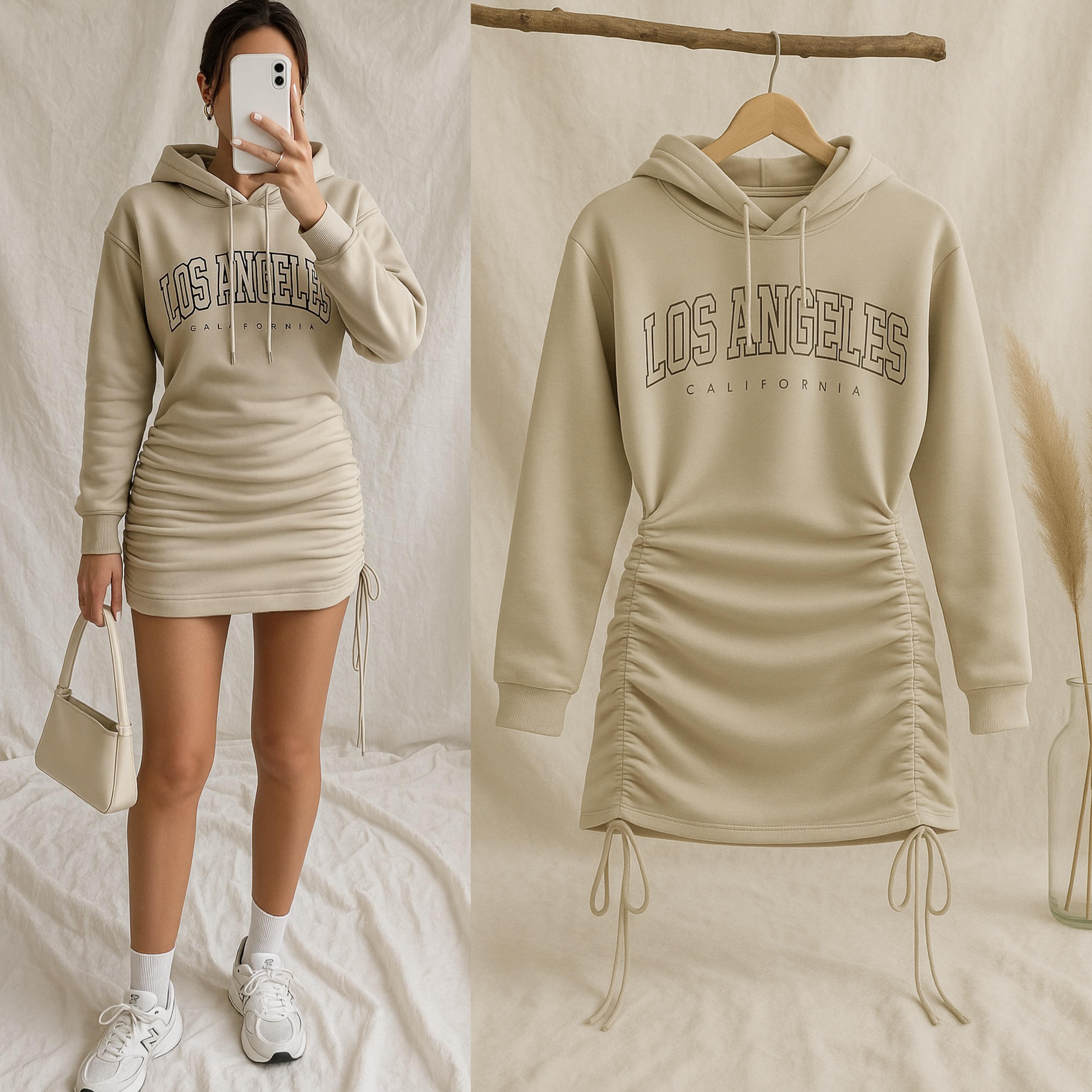 LY İÇİ ŞARDONLU AYARLANABİLİR İPLİ SWEAT  ELBİSE