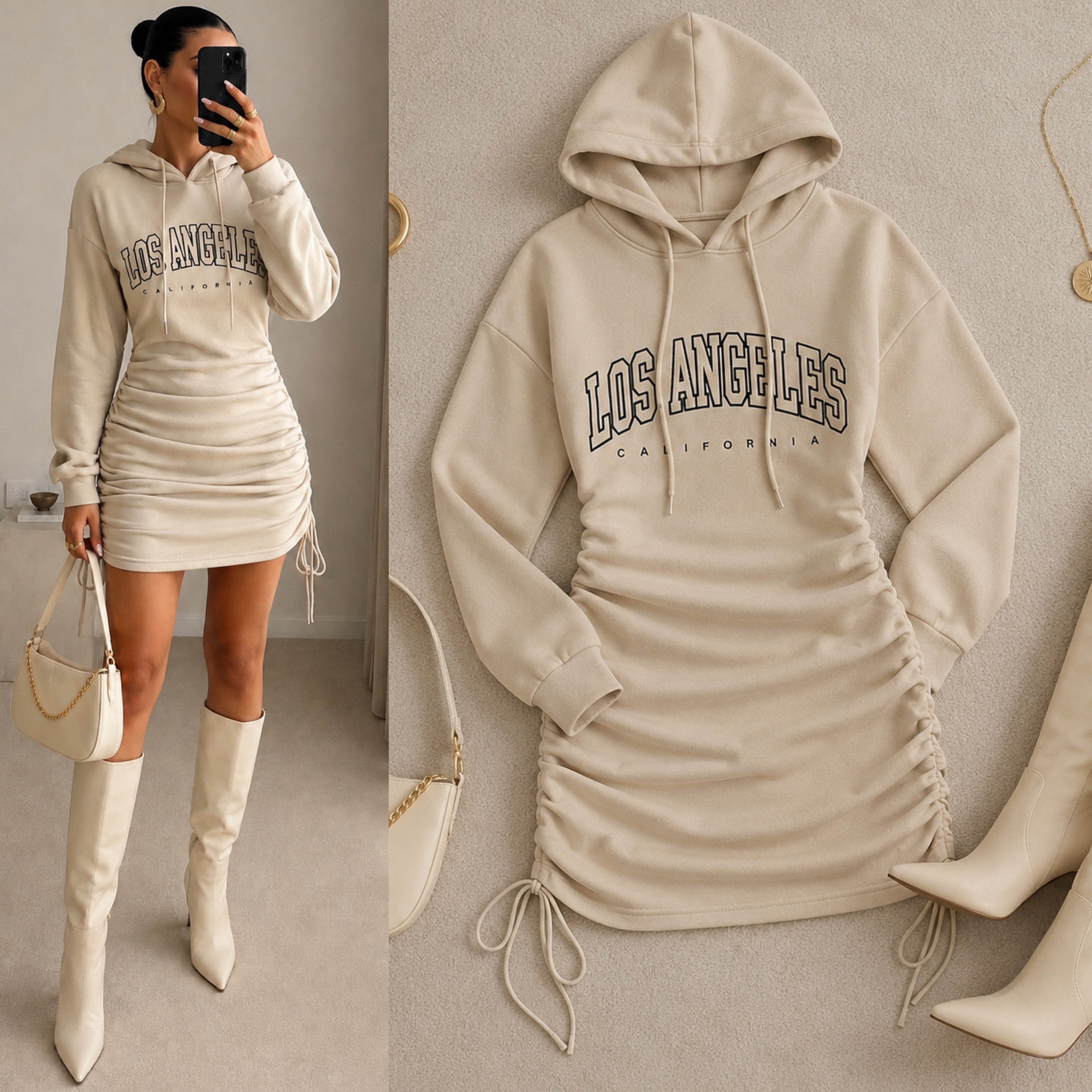 LYA YUMUŞAK DOKULU İÇİ ŞARDONLU SWEAT ELBİSE