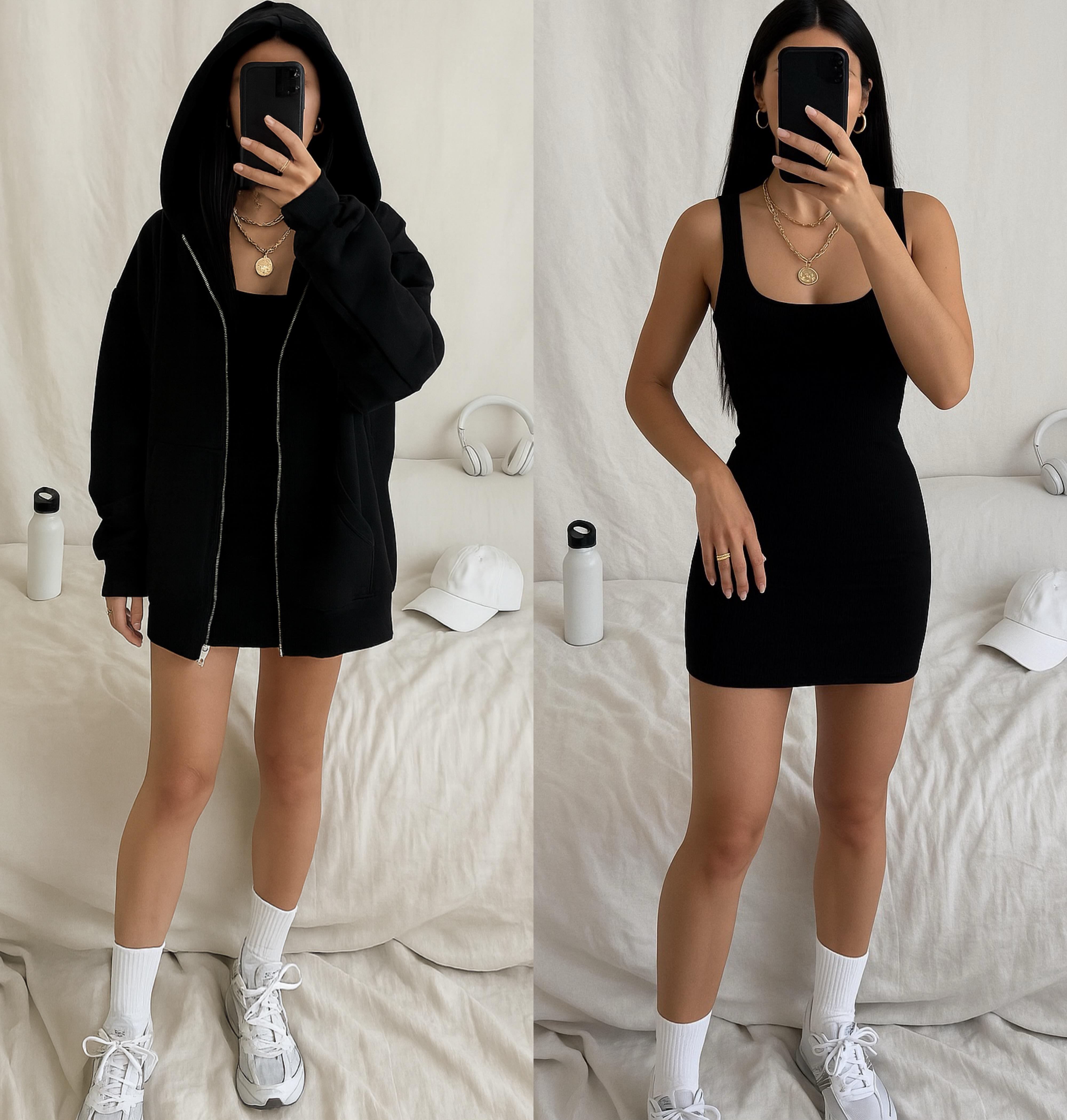 MAISON FİTİLLİ MİNİ ELBİSE SİYAH