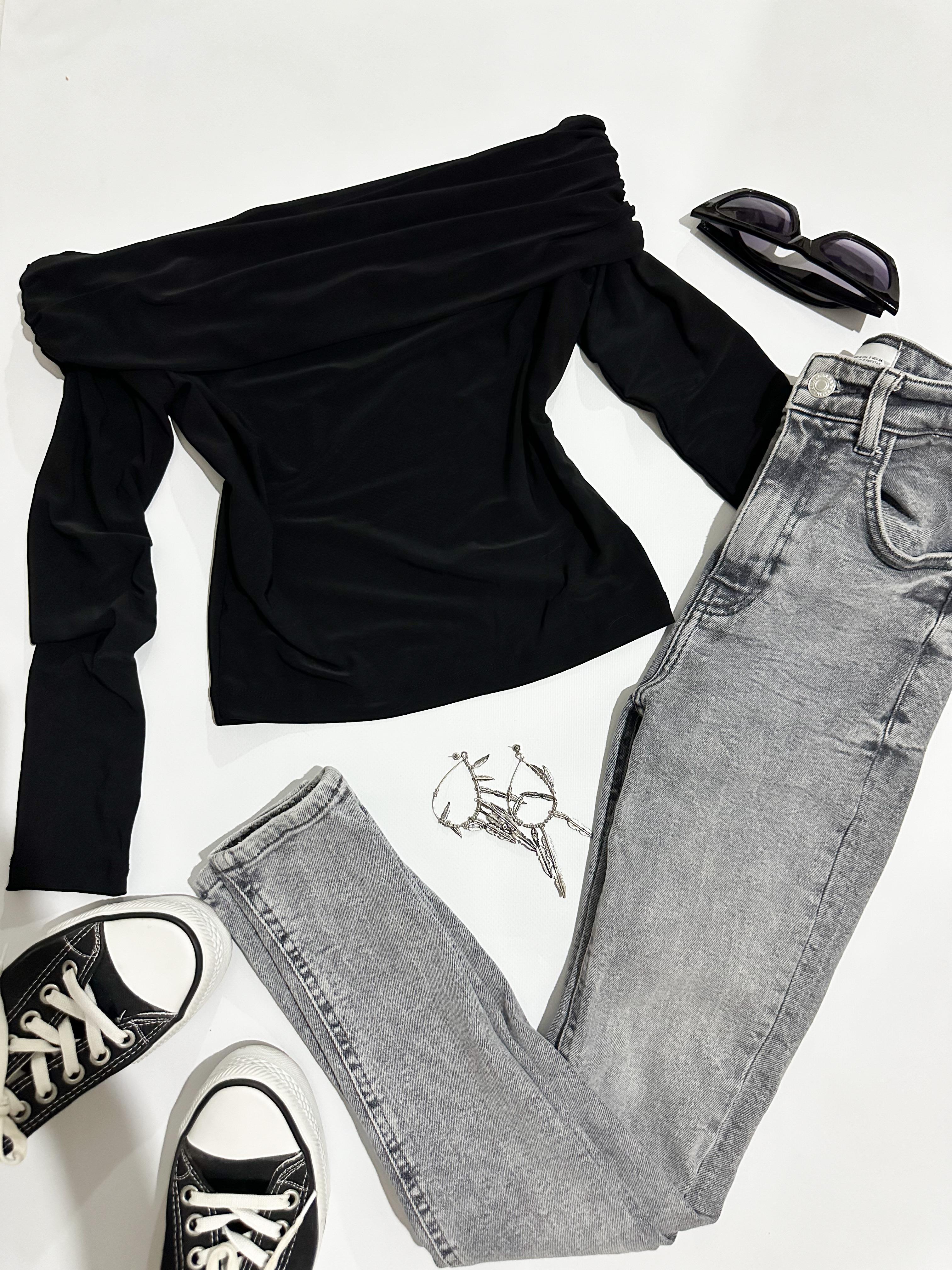 MARIA SANDY KAYIKYAKA BLUZ BLACK