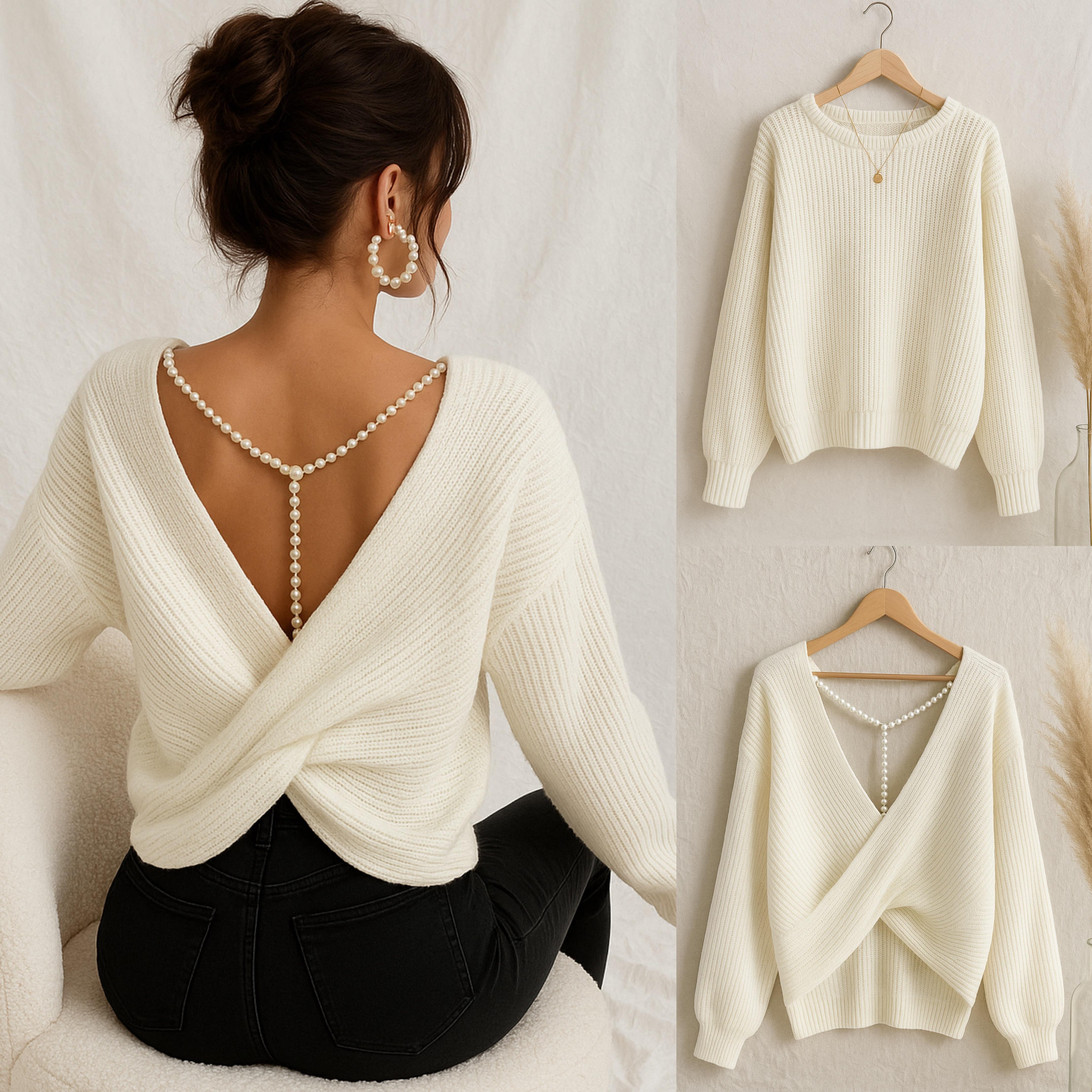 MARINDA İNCİLİ OVERSIZE KAZAK