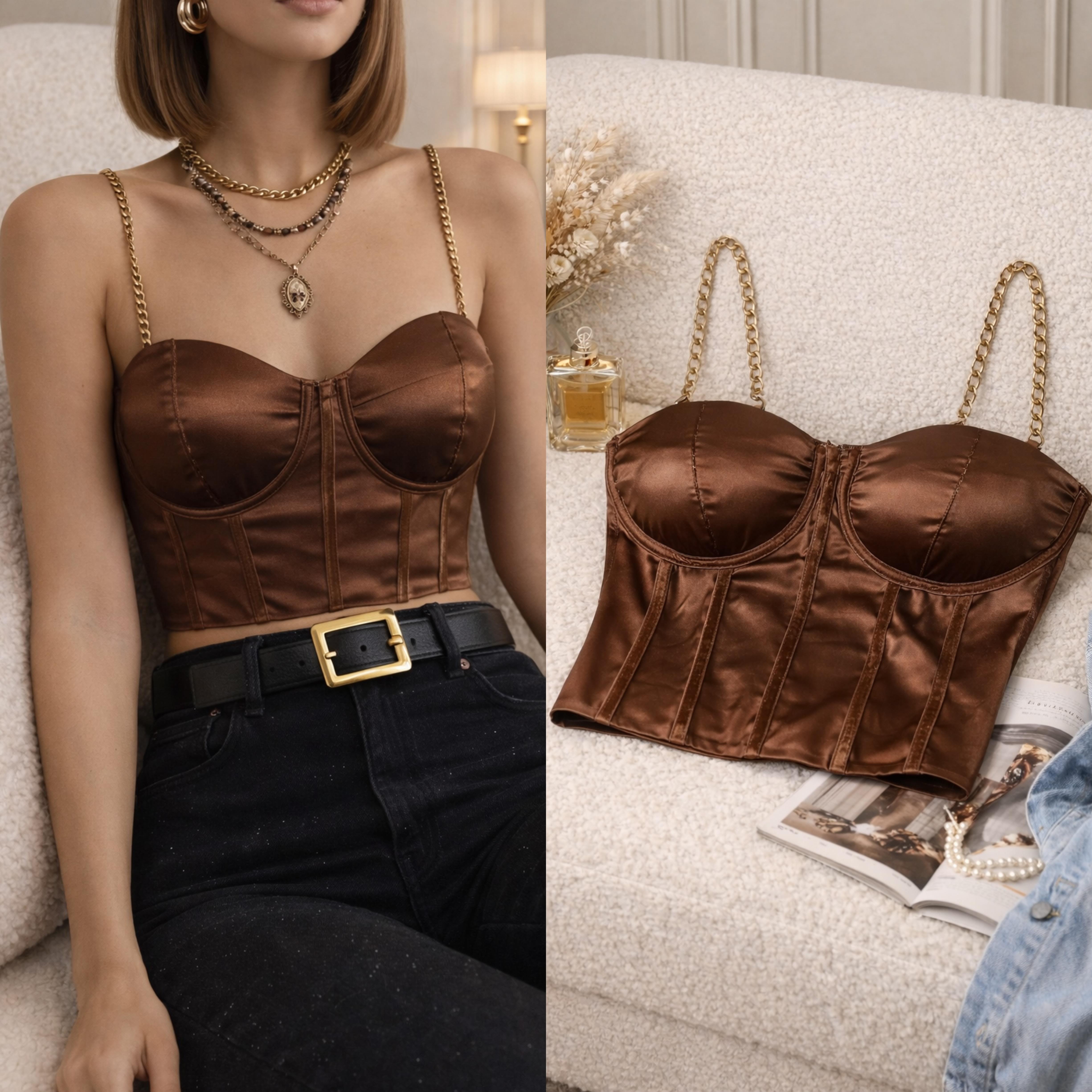 MARLA DESTEKLİ ZİNCİR ASKILI BUSTİYER