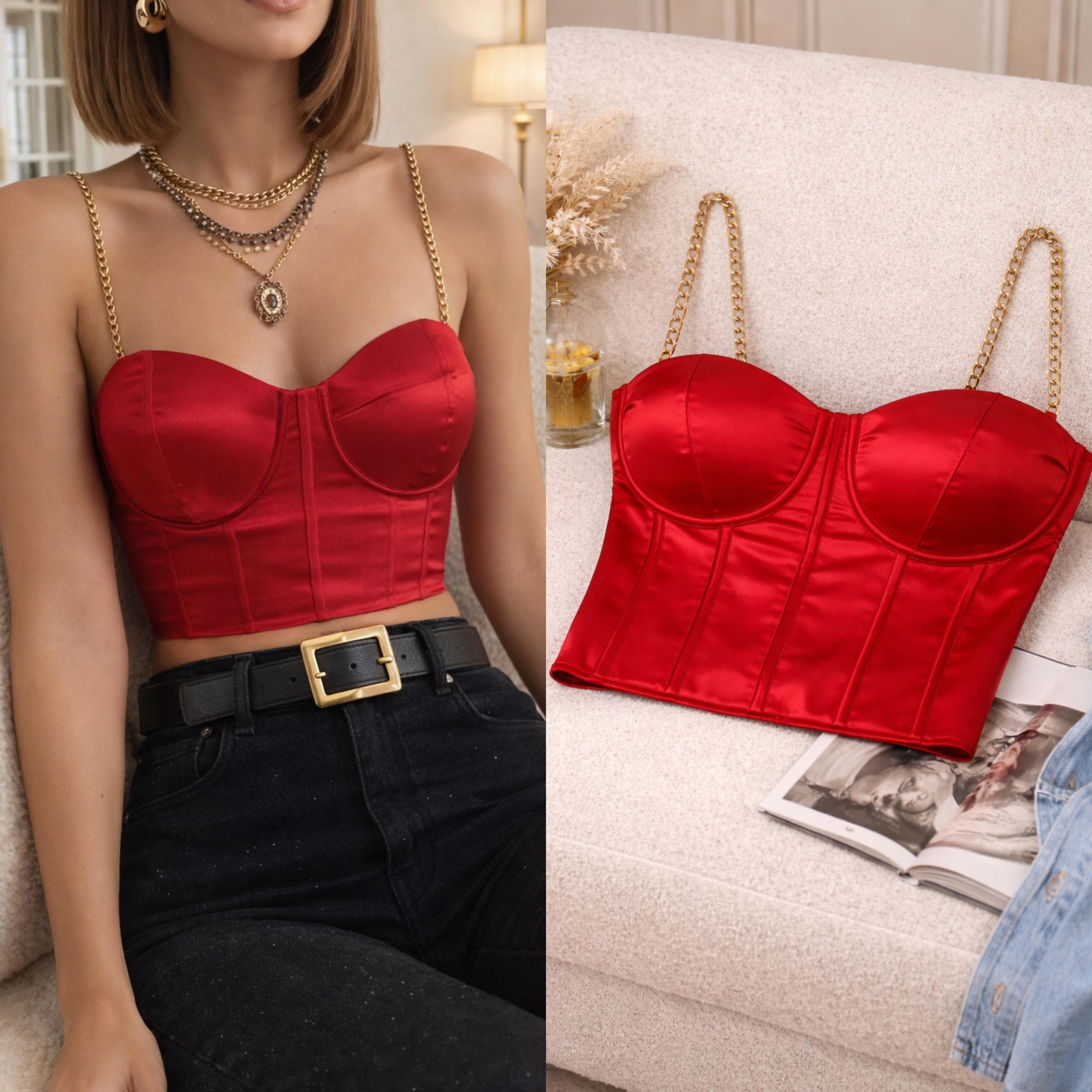 MARLA DESTEKLİ ZİNCİR ASKILI BUSTİYER