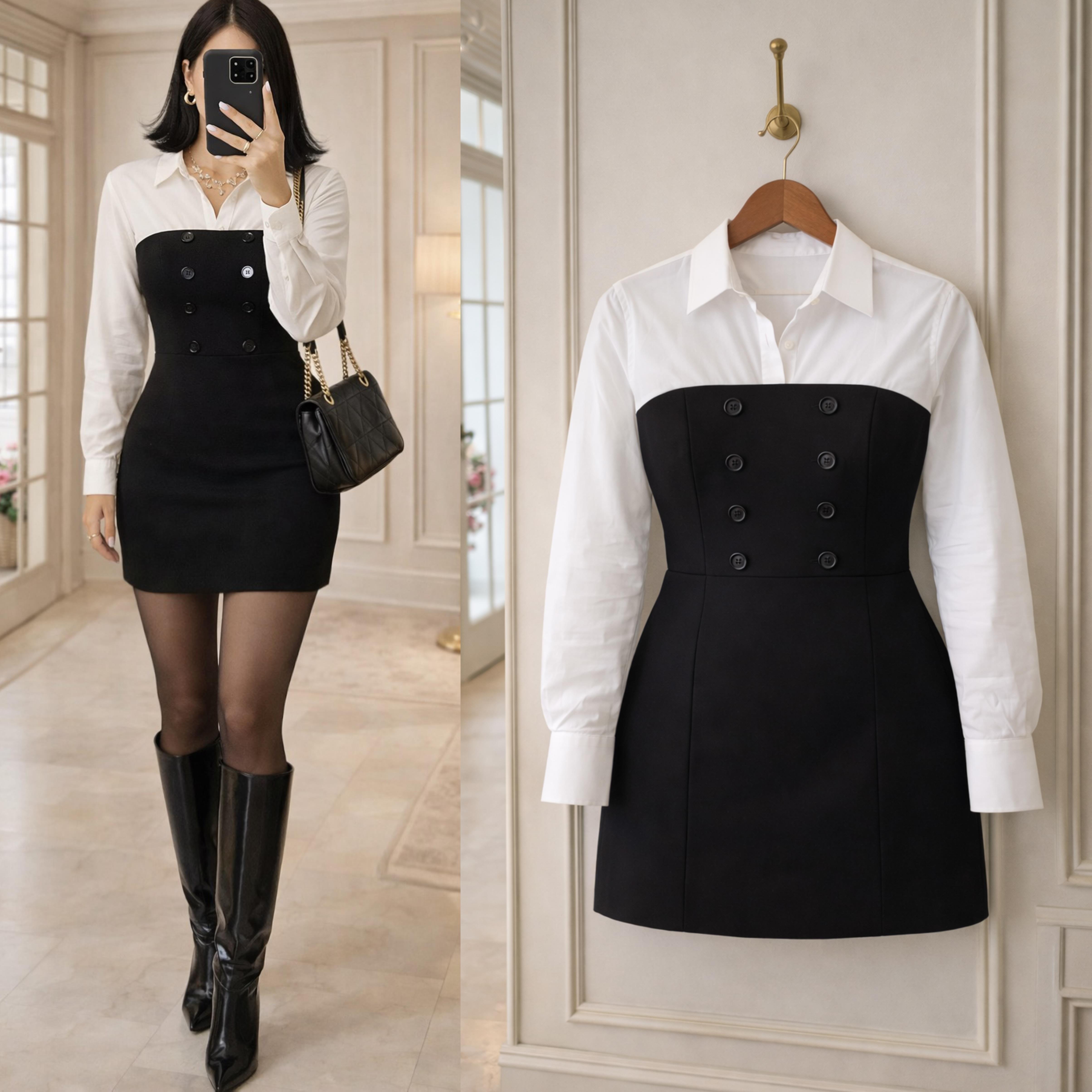 MEI GÖMLEKLİ BİRLEŞİK ELBİSE 