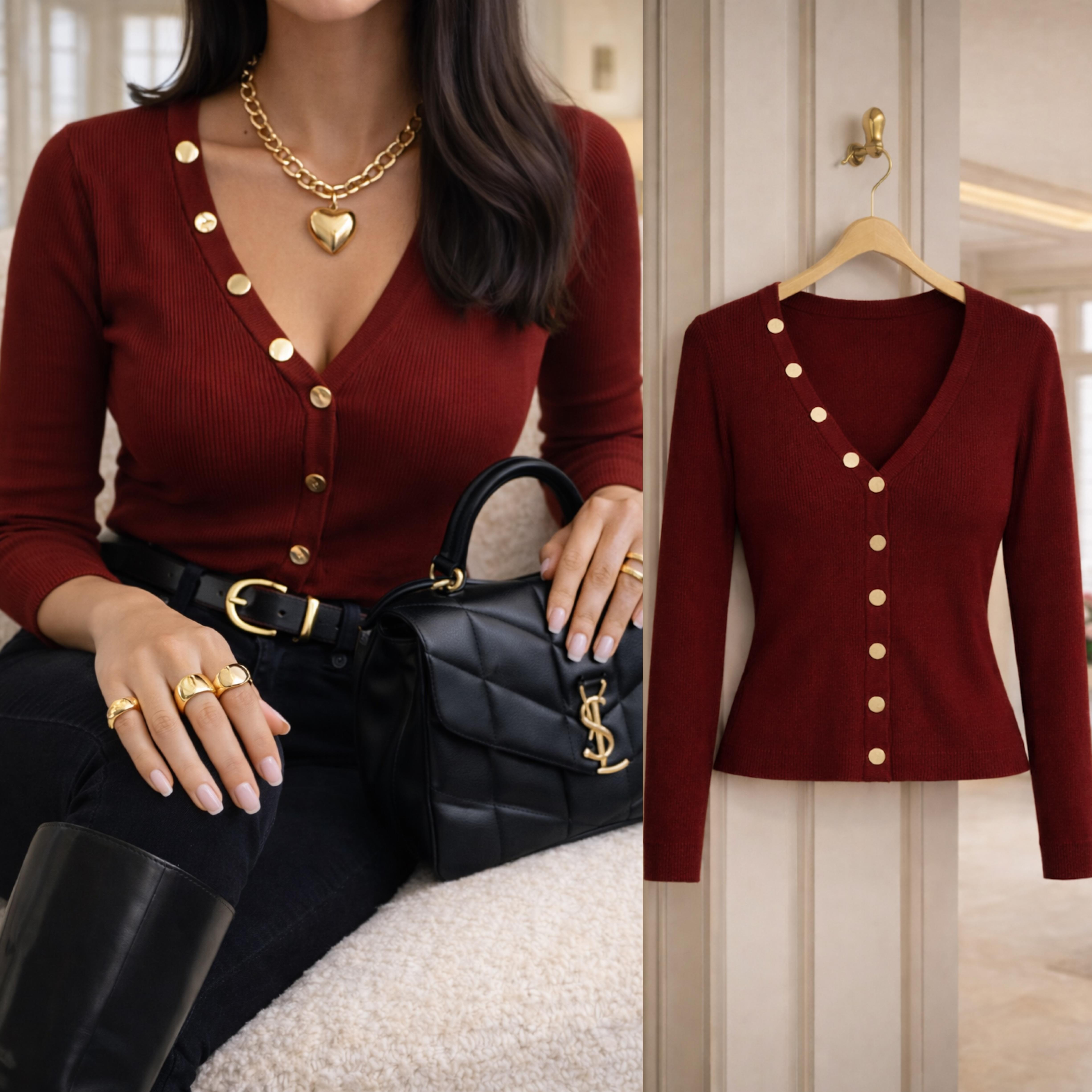 MINDA AÇILABİLİR DÜĞMELİ HIRKA BLUZ