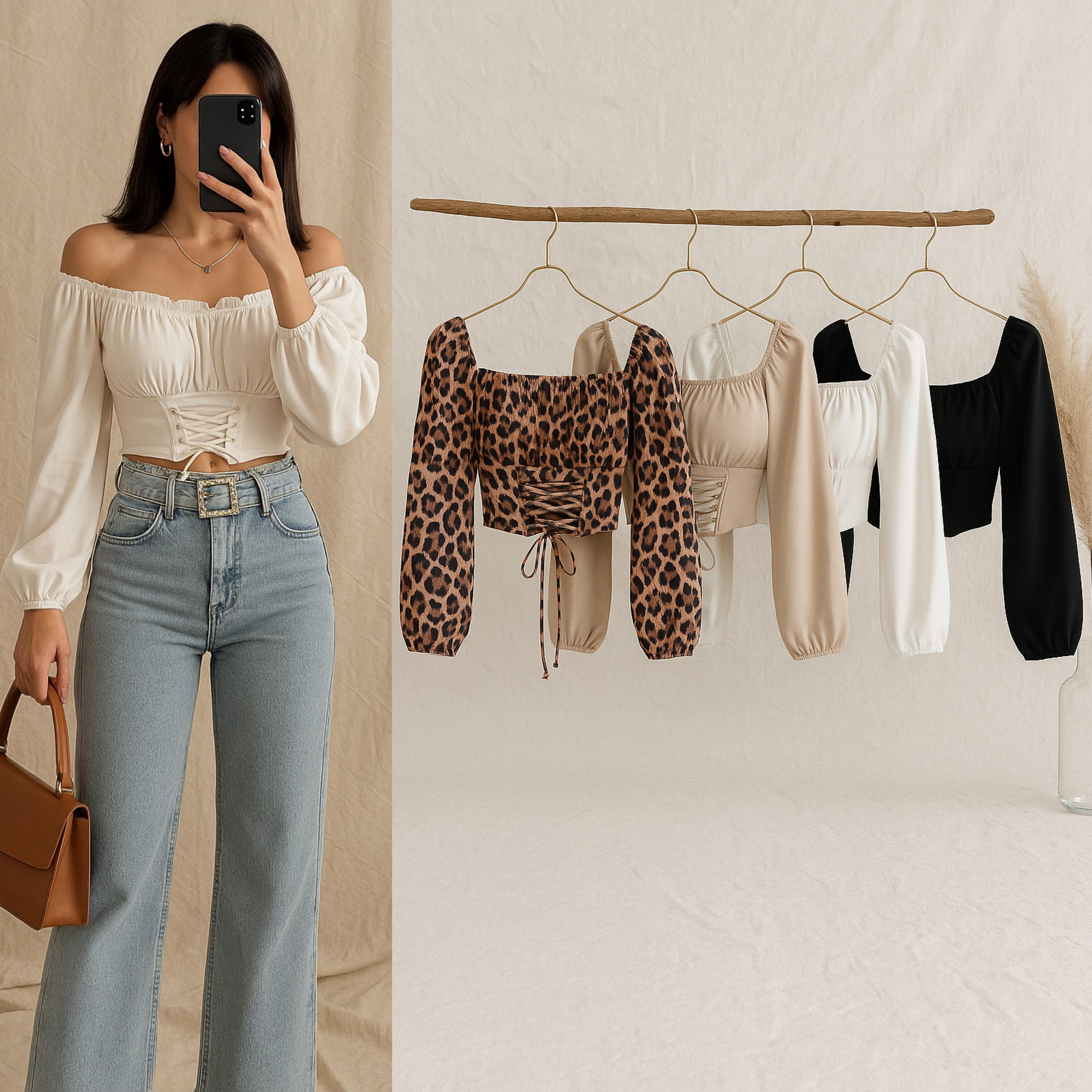 MIO İP DETAYLI CROP BLUZ