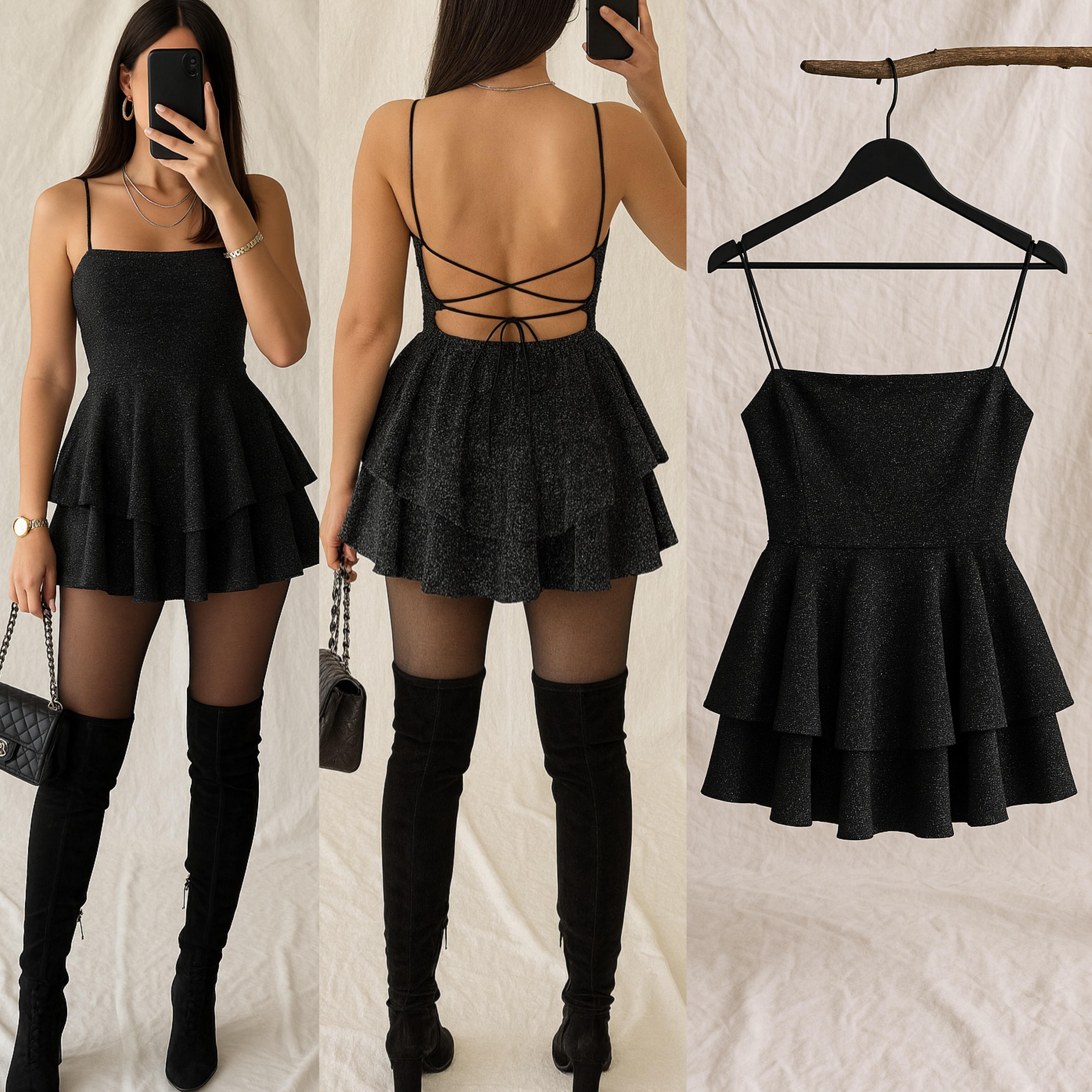 MOLY SİMLİ SIRT DEKOLTELİ ELBİSE