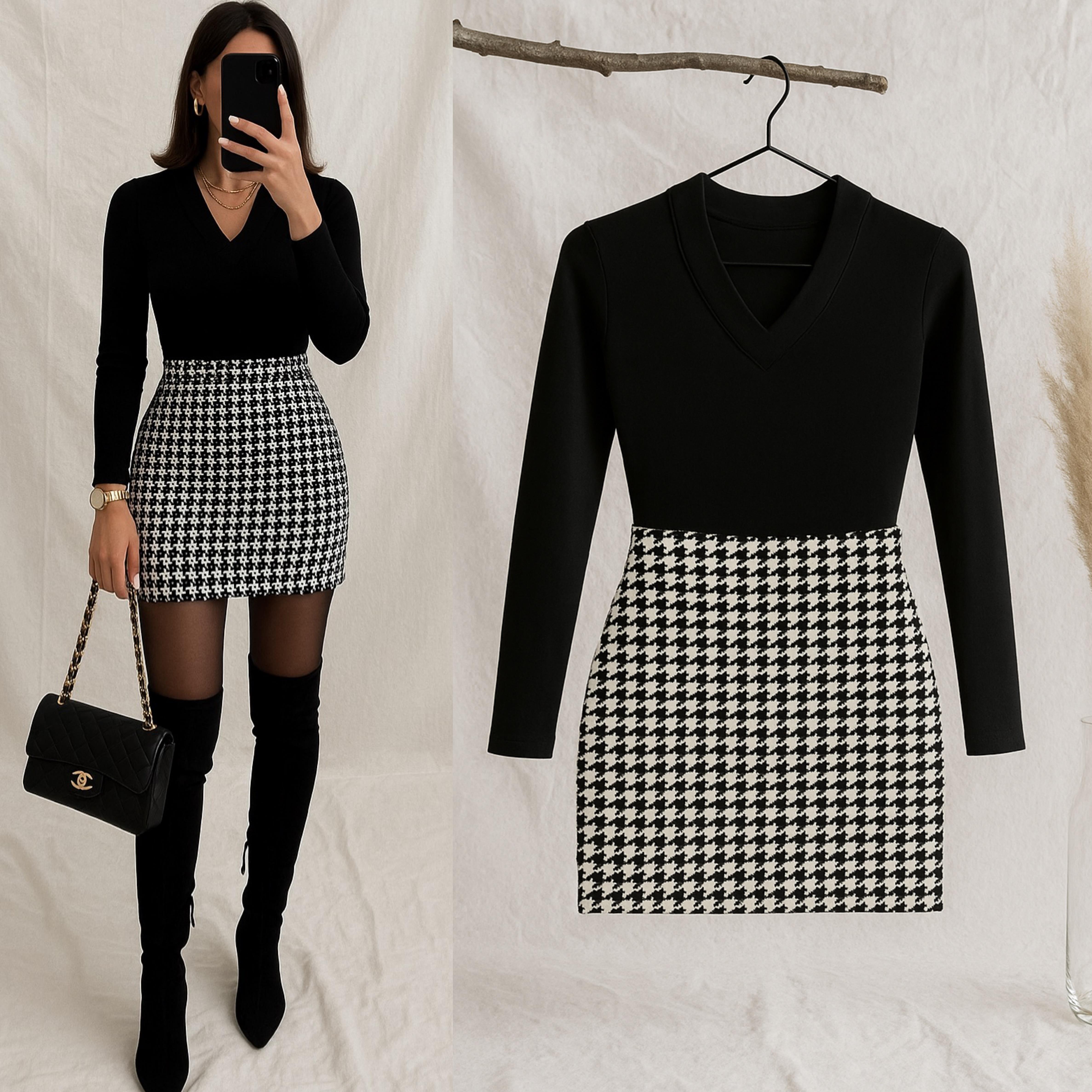 MORE DESENLİ BLUZ ETEK BİRLEŞİK ELBİSE 