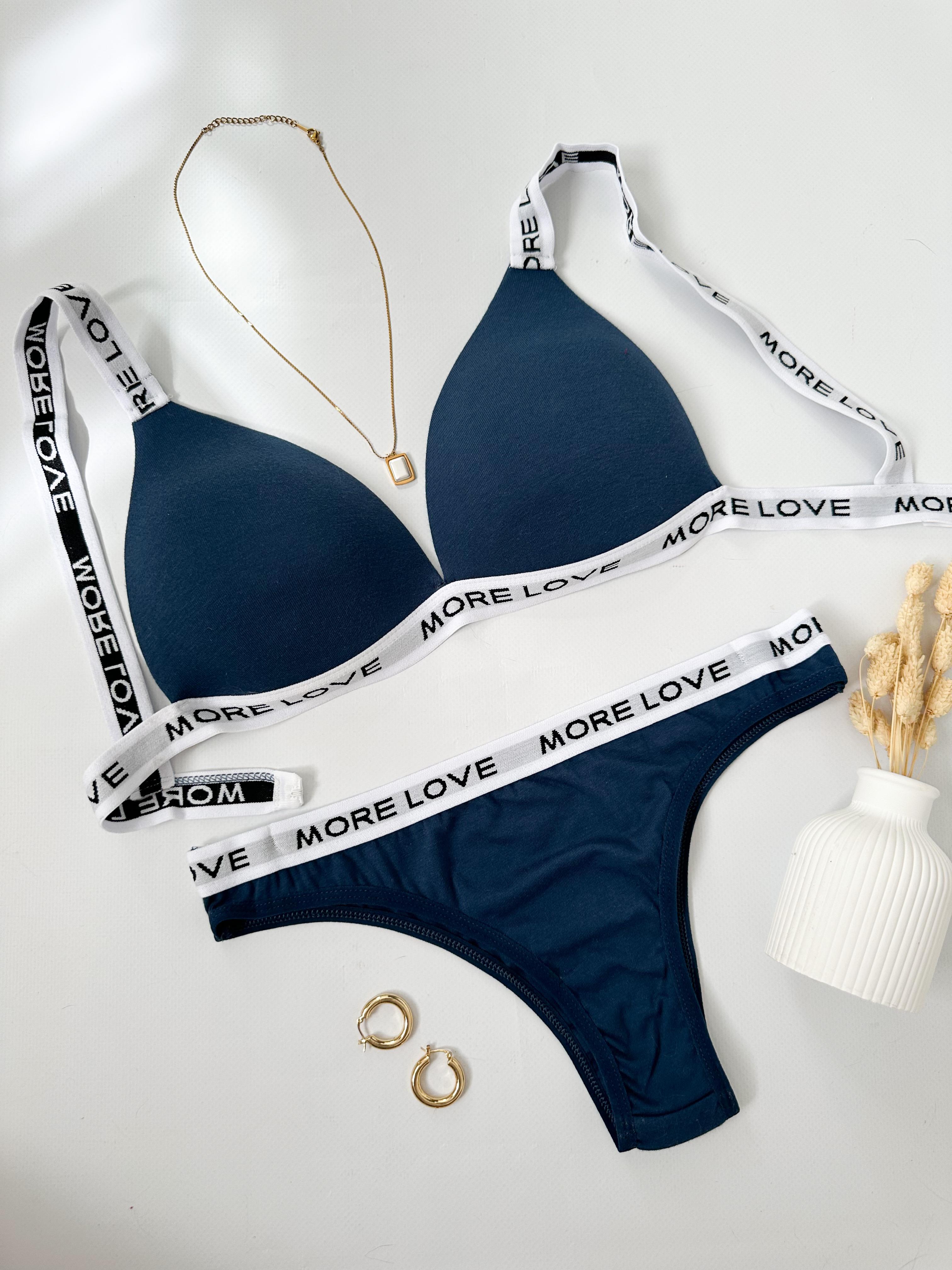 MORE LOVE DOLGULU PUSH UP İÇ ÇAMAŞIRI TAKIM  LACİVERT