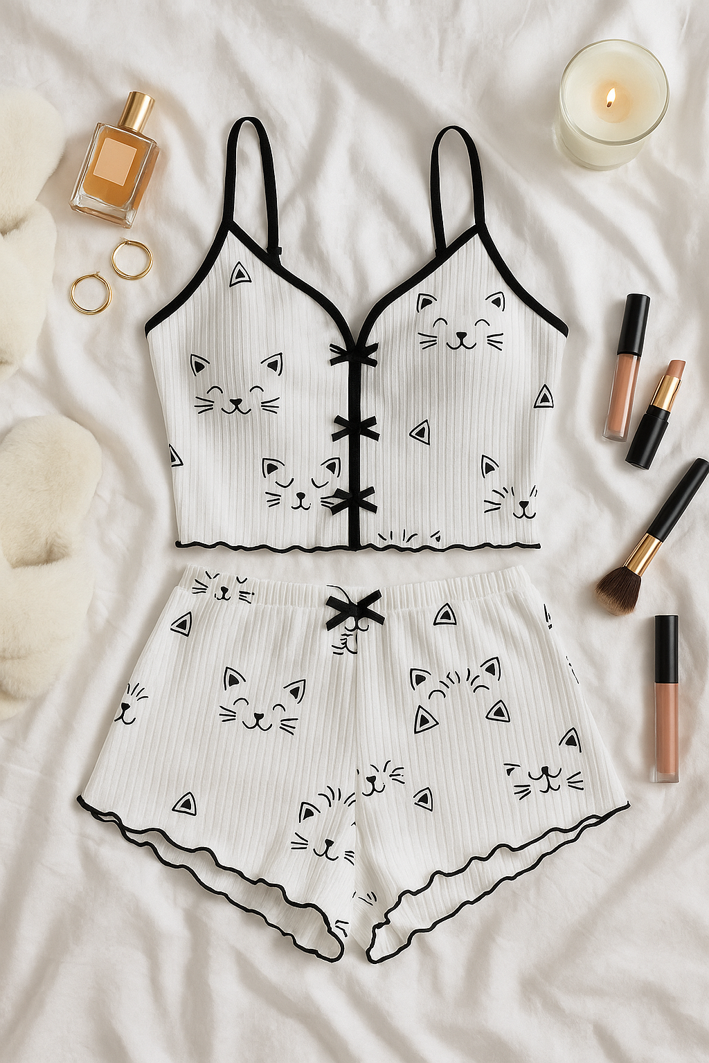 MYCATTYLOVE ŞORTLU PİJAMA TAKIM