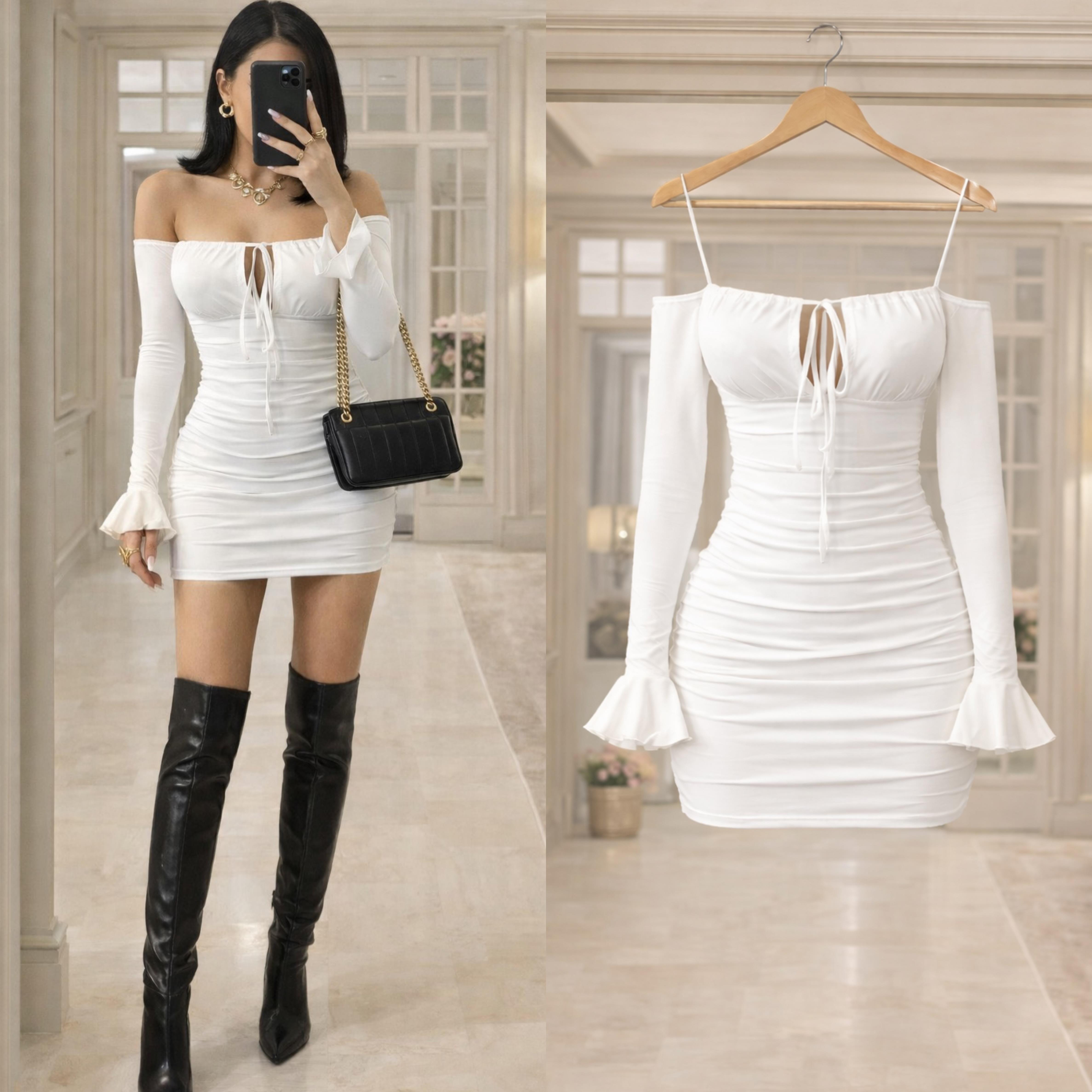 NIA RED İSPANYOL KOL ELBİSE