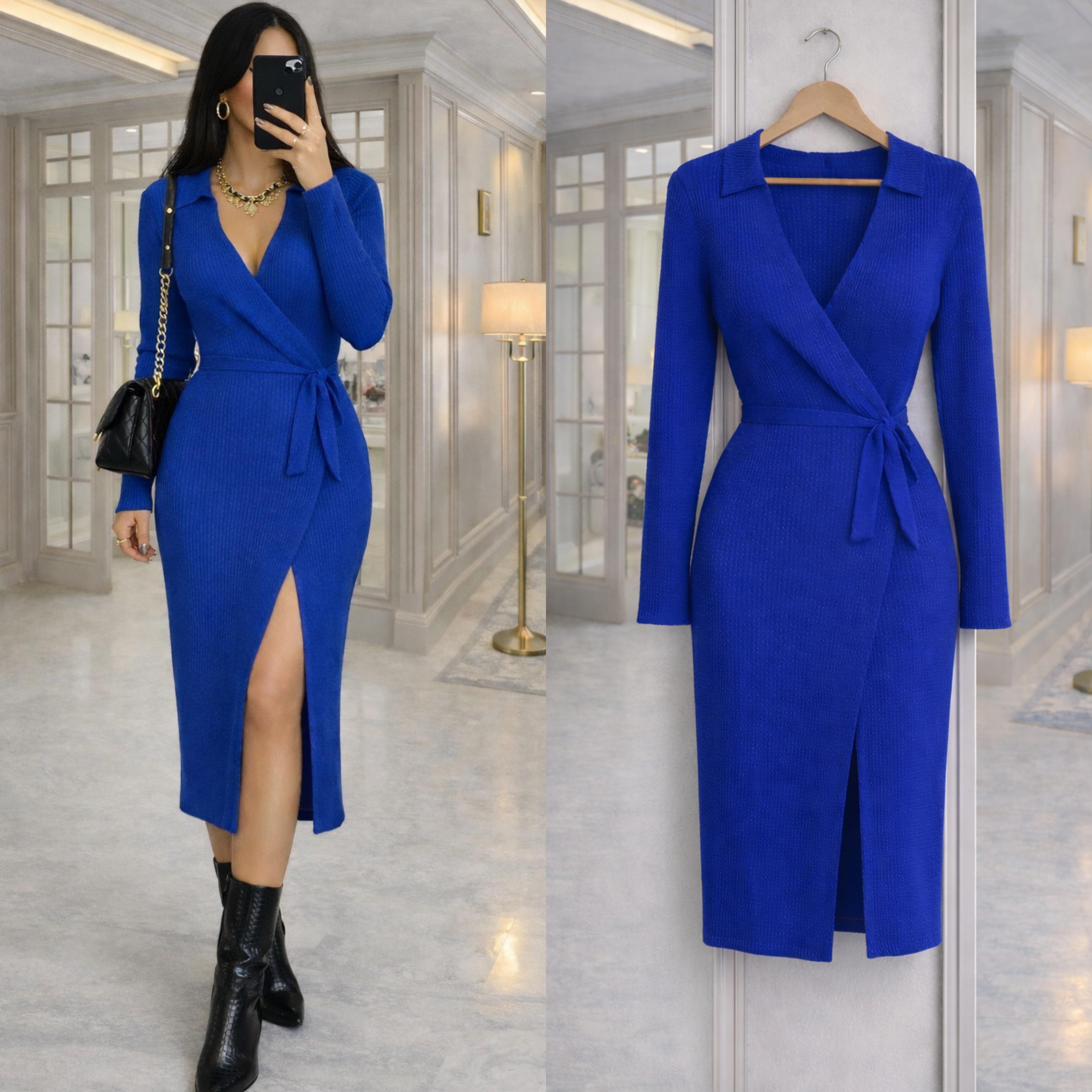 OLIA KRUVAZE BAĞLAMALI TRİKO ELBİSE