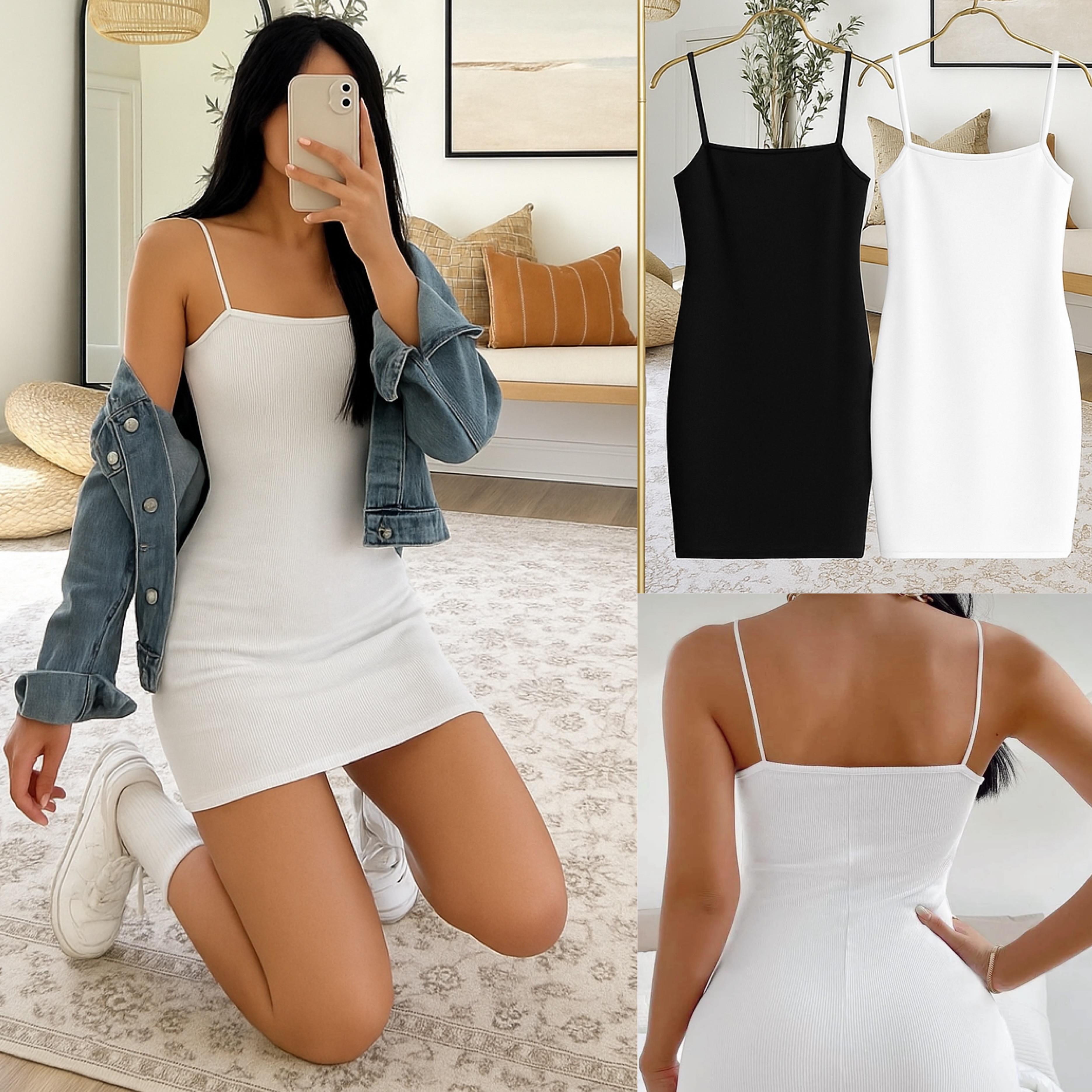 ORENIA FİTİLLİ İP ASKILI ELBİSE BEYAZ