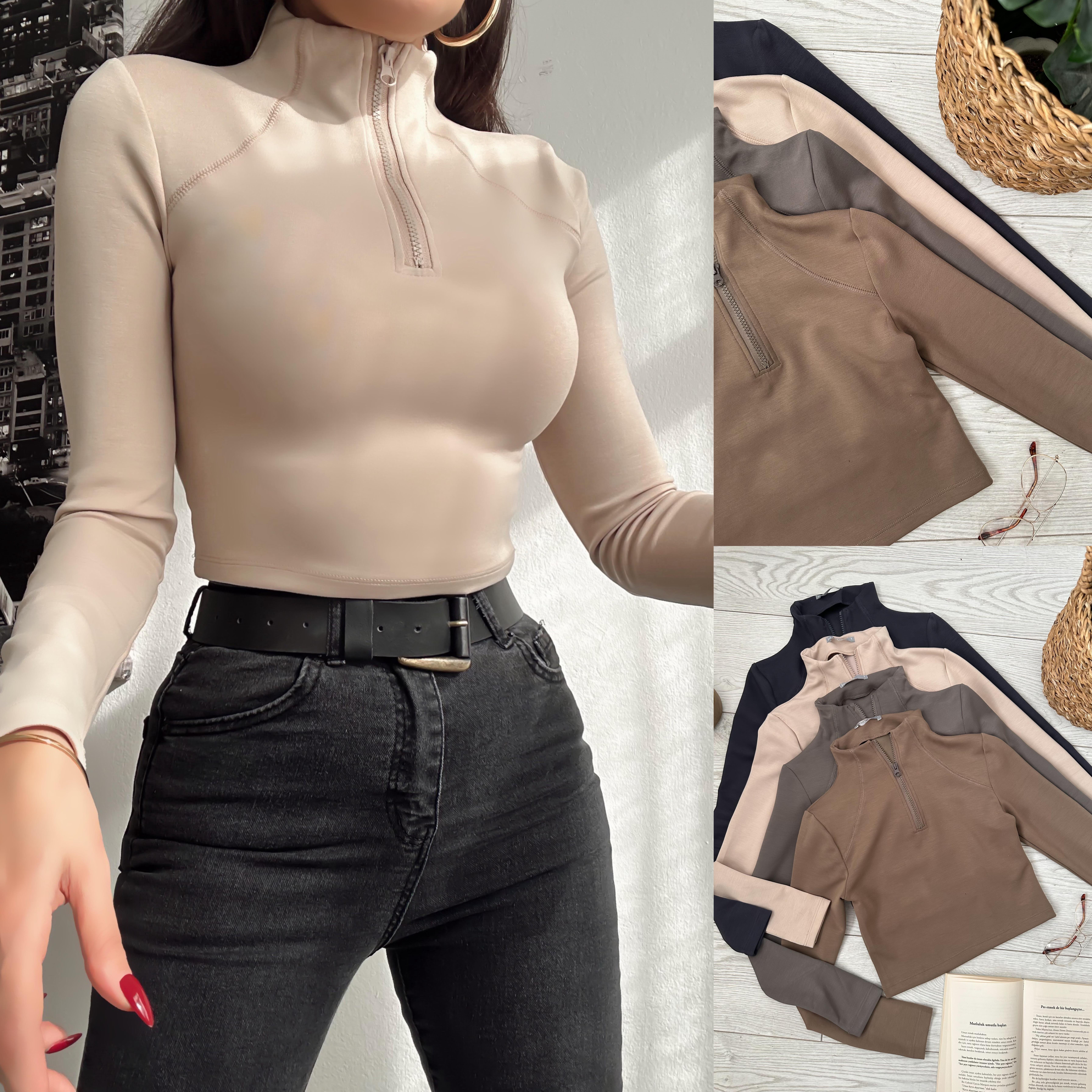 OYSH MODAL FERMUARLI TOP BEJ 