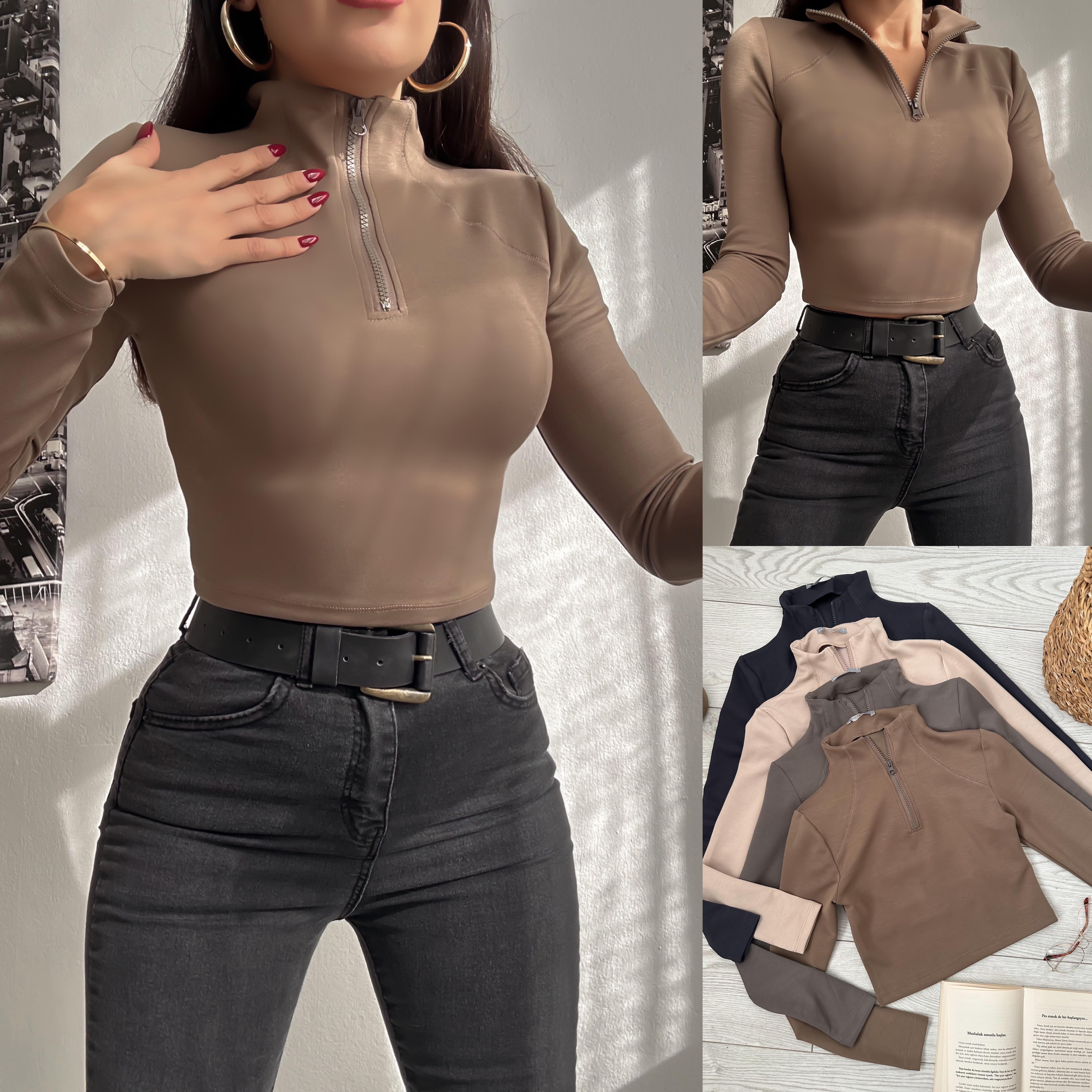 OYSH MODAL FERMUARLI TOP SÜTLÜ KAHVE 