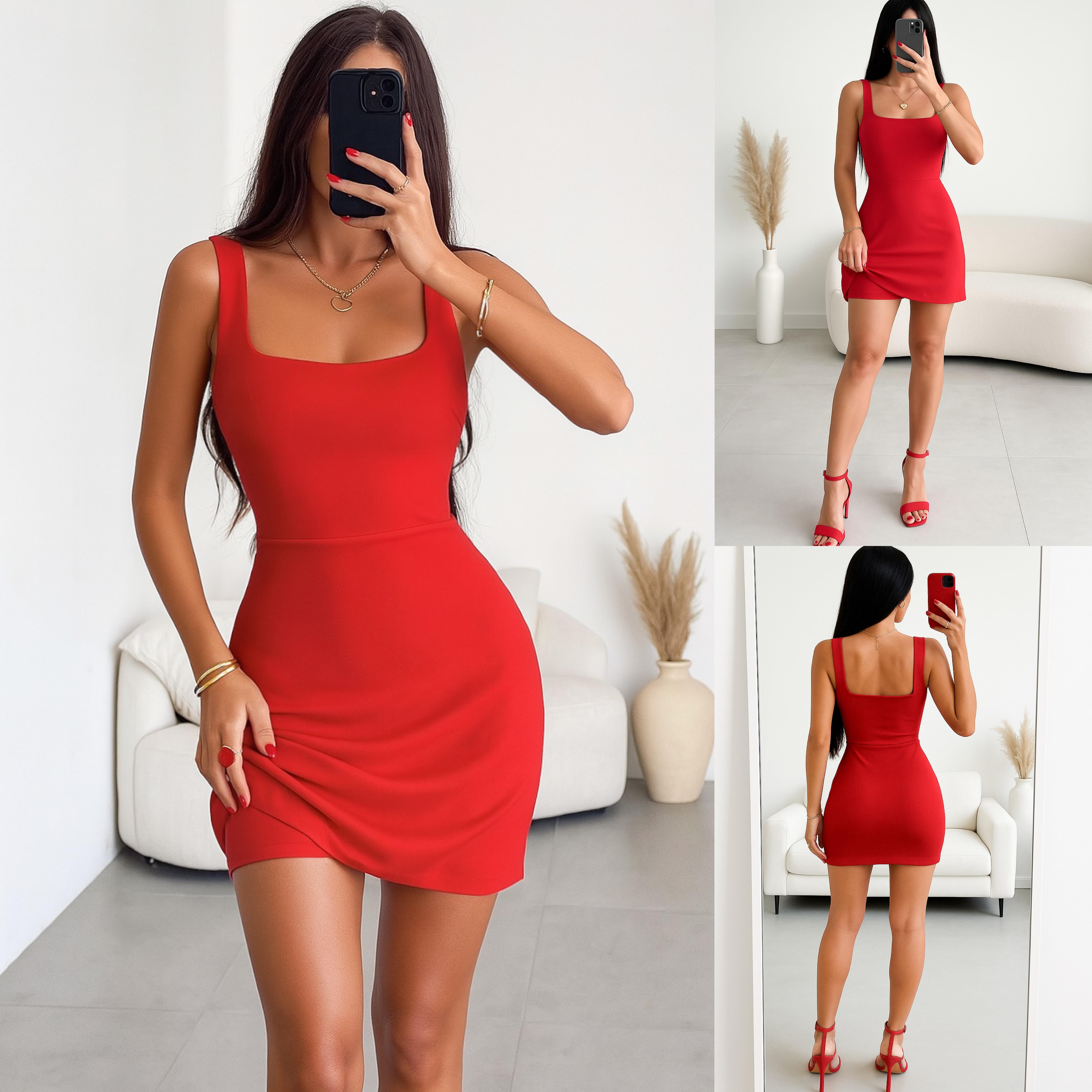 PAMELA ŞORTLU ELBİSE KIRMIZI