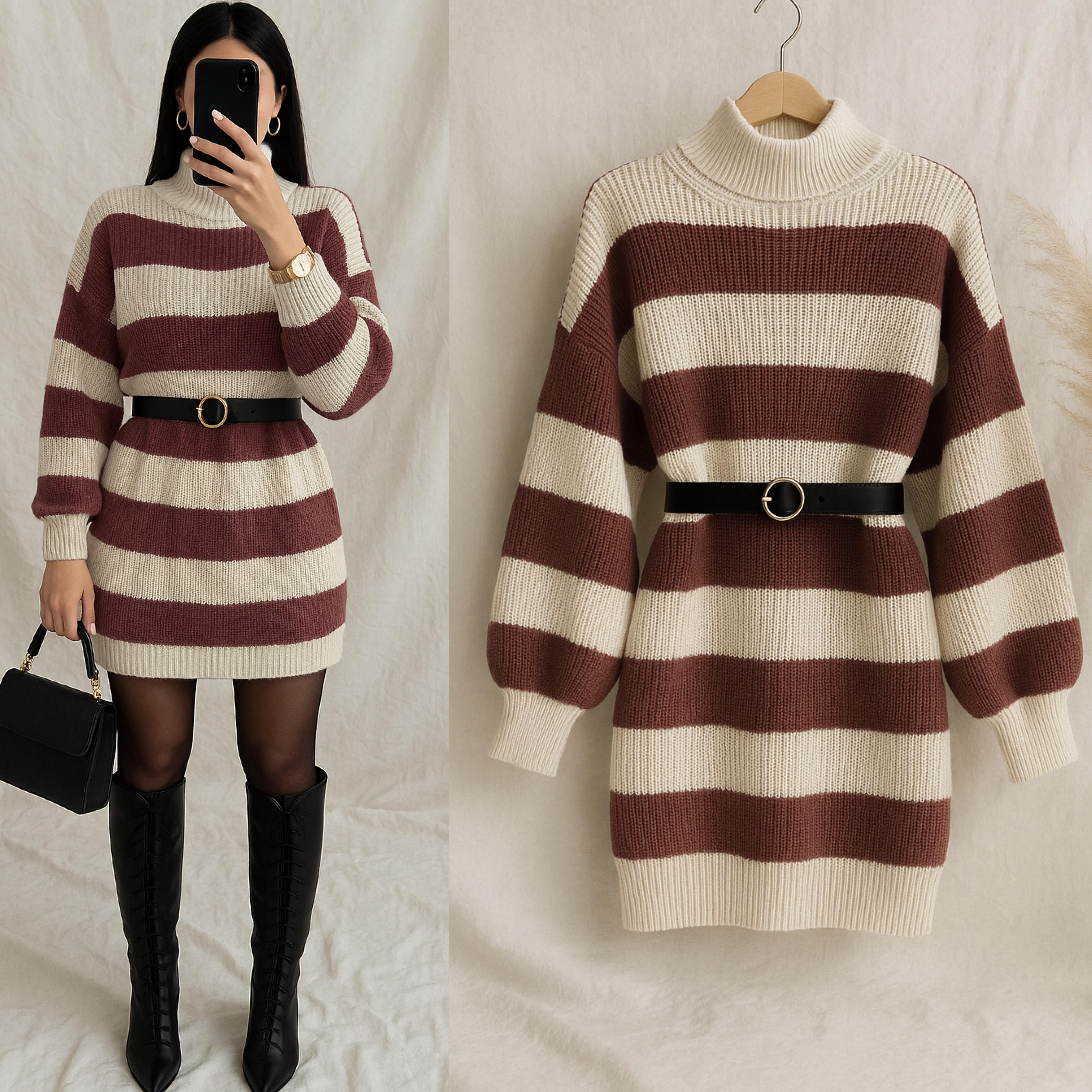 PARISSA KEMERLİ KAZAK ELBİSE 