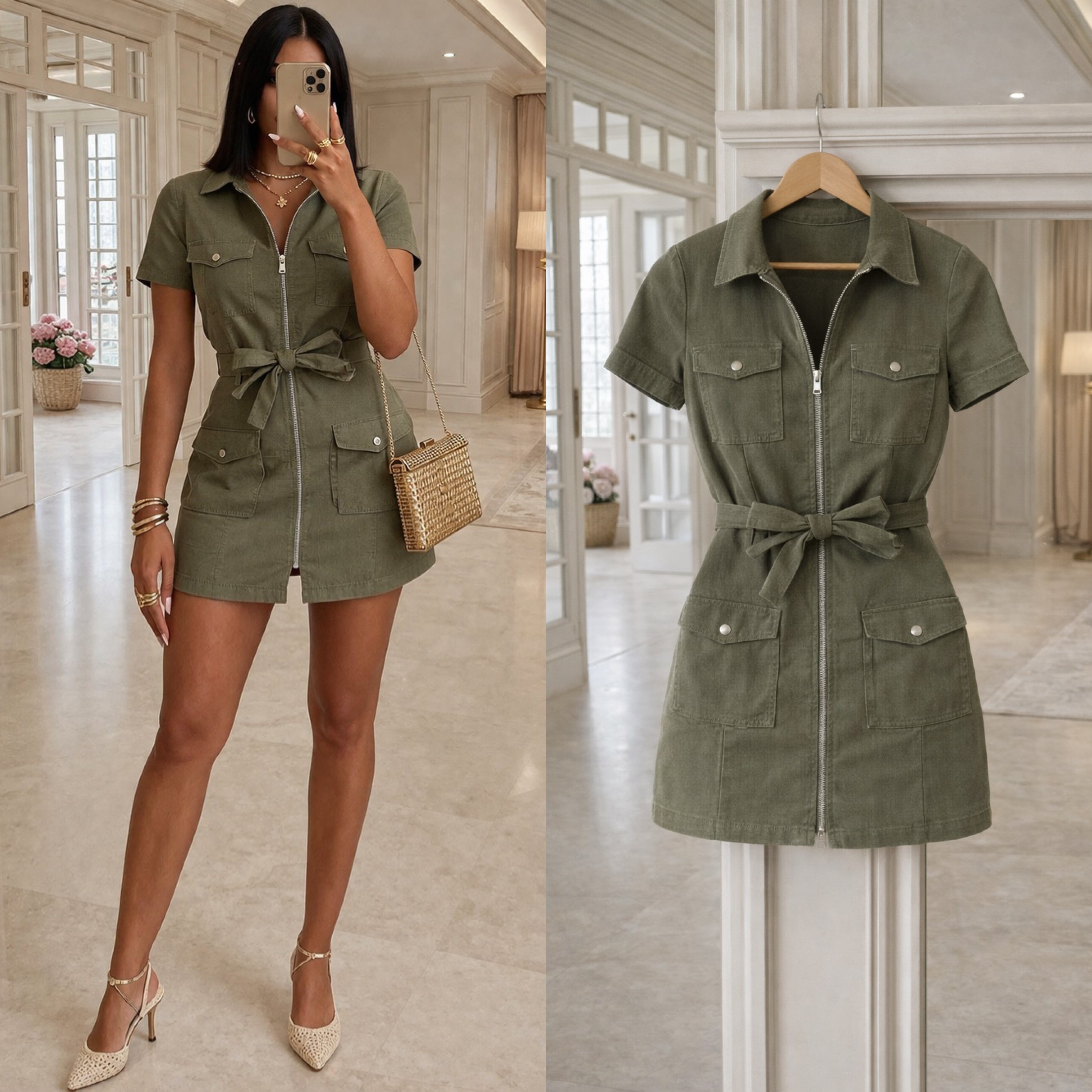 RAILY ESNEK KEMERLİ KOT ELBİSE