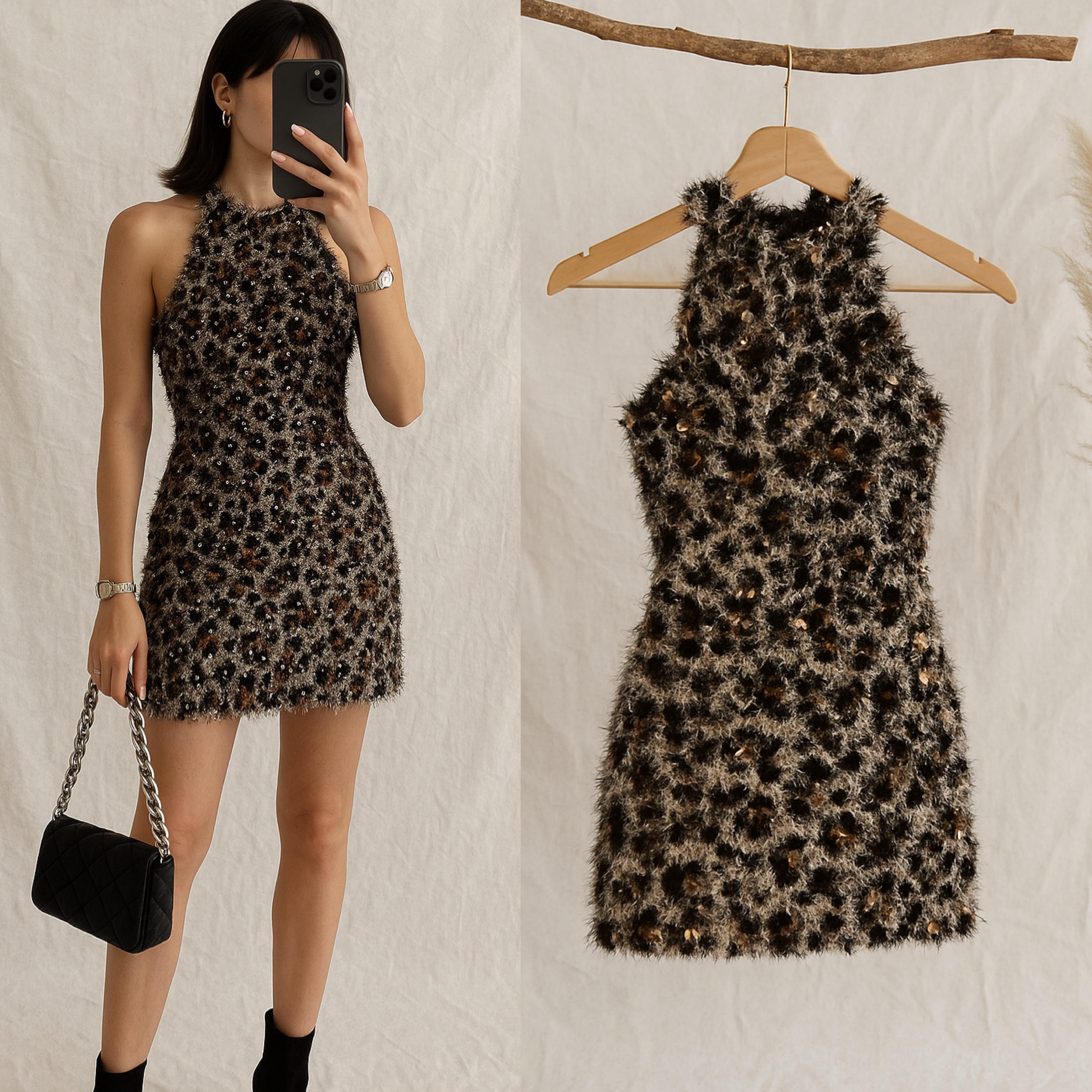 RANNA TÜYLÜ MİNİ ELBİSE 