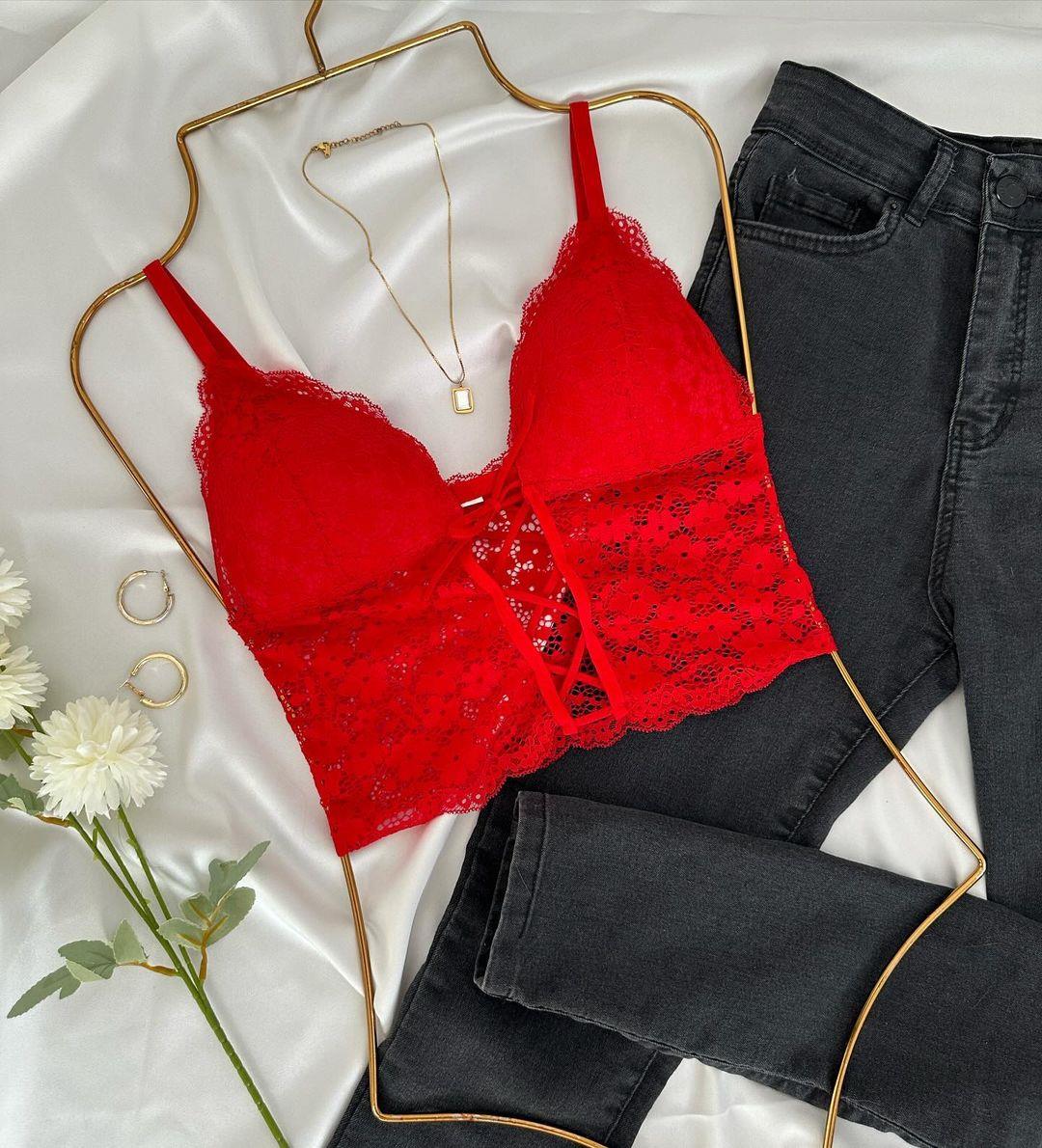 RED DANTELLİ PUSH UP BUSTİYER
