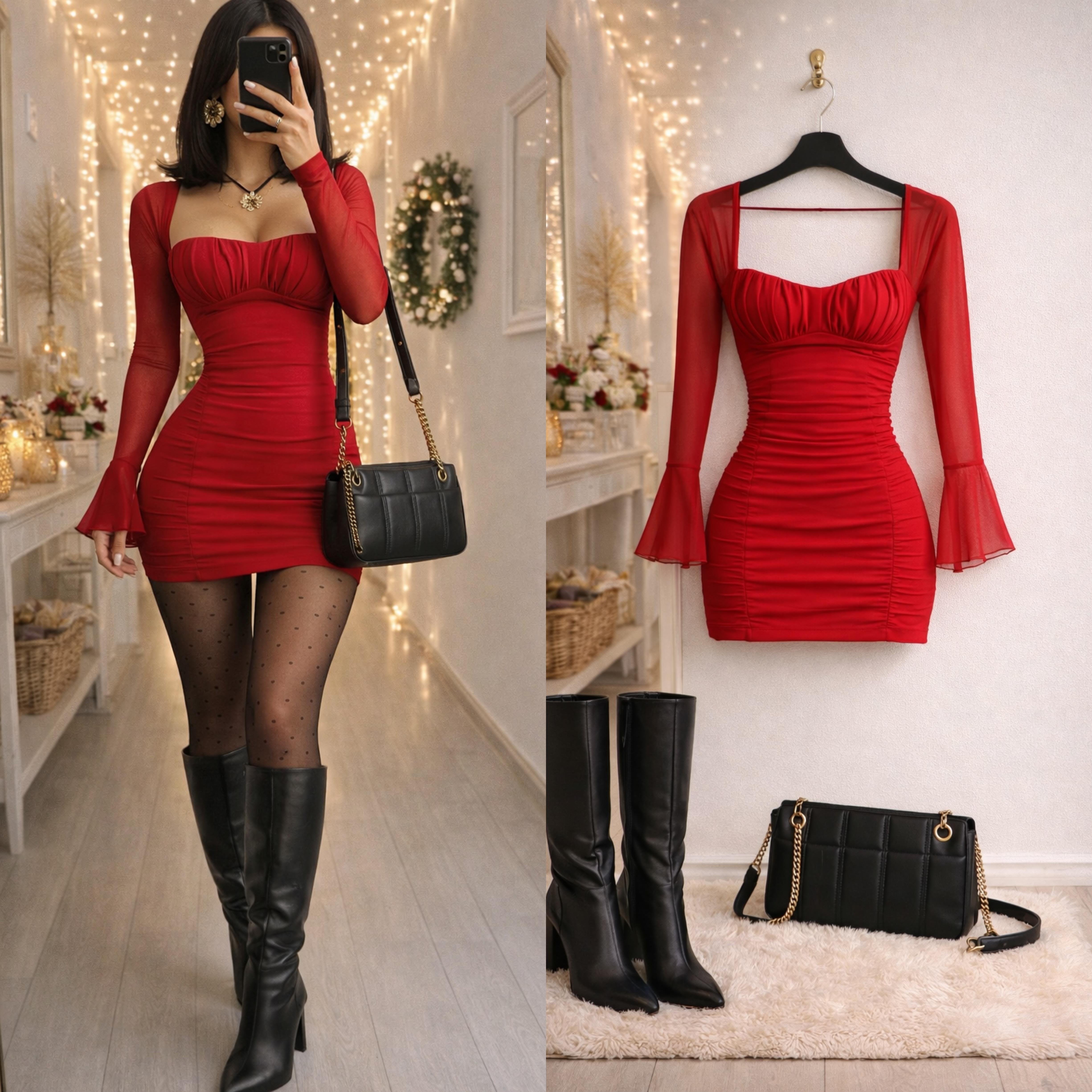 REDLA TÜL DETAYLI MİNİ ELBİSE