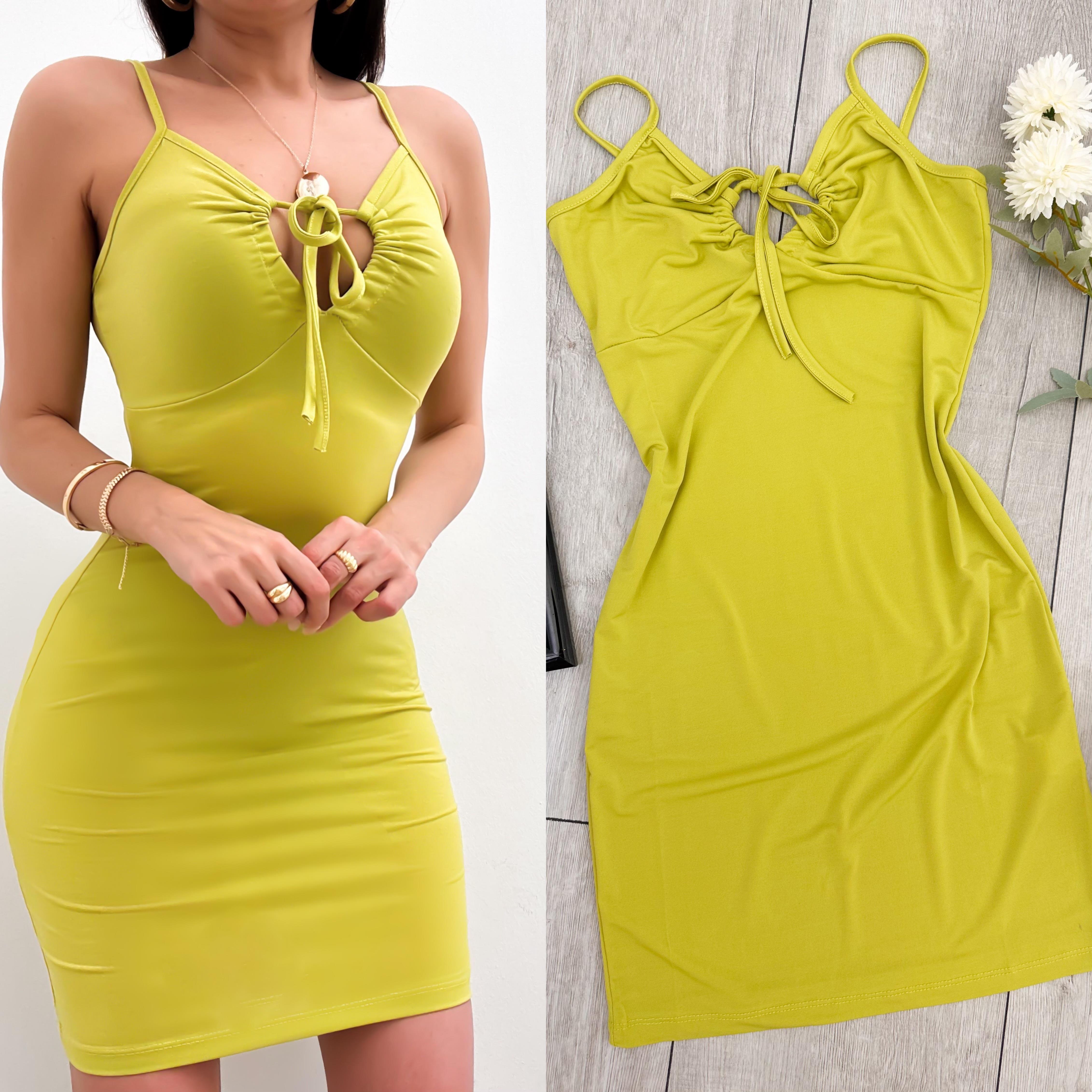 RENNY SANDY DAMLA DEKOLTE ELBİSE YELLOW 