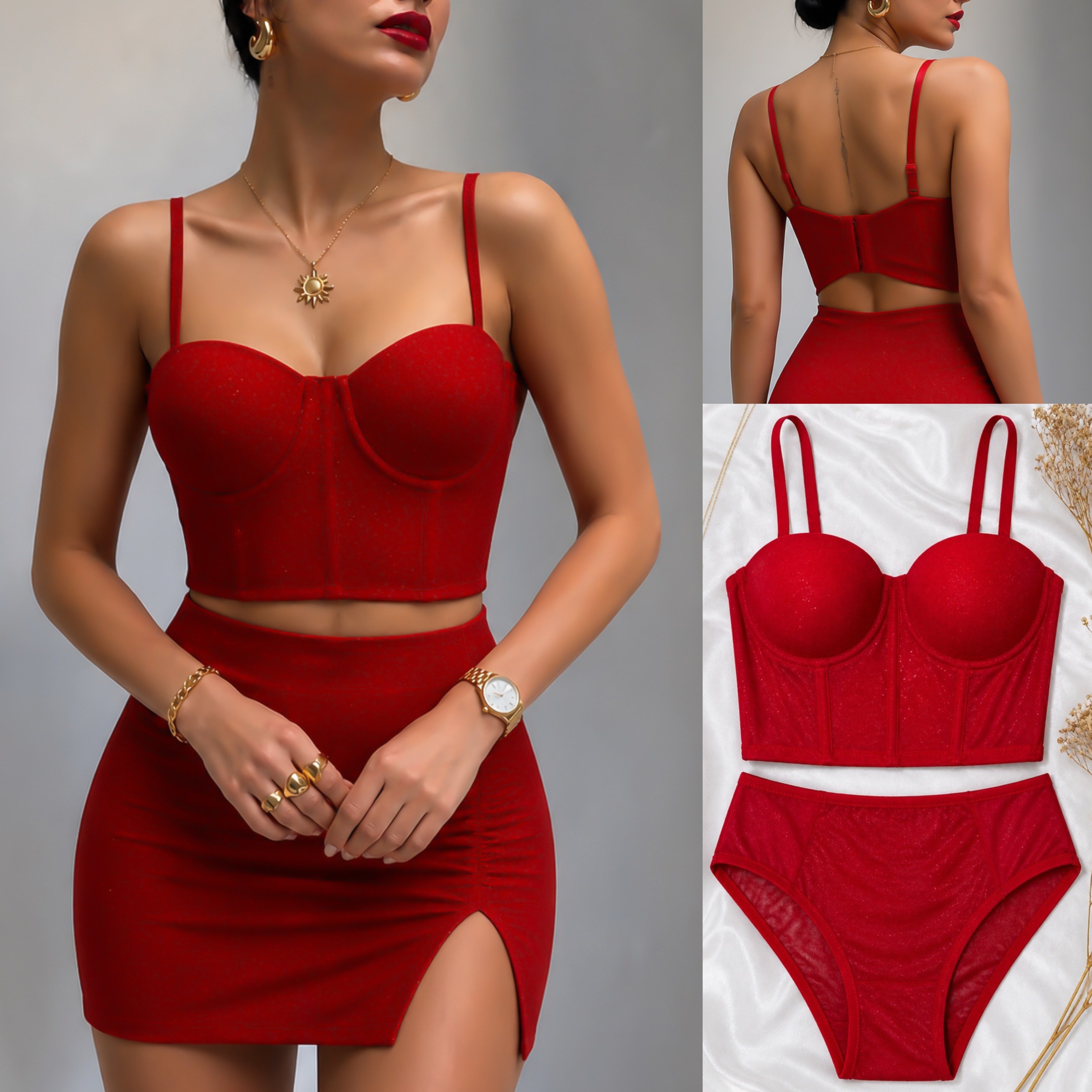 RIDNA IŞILTILI PUSH UP DOLGULU BUSTİYER ALT TAKIM