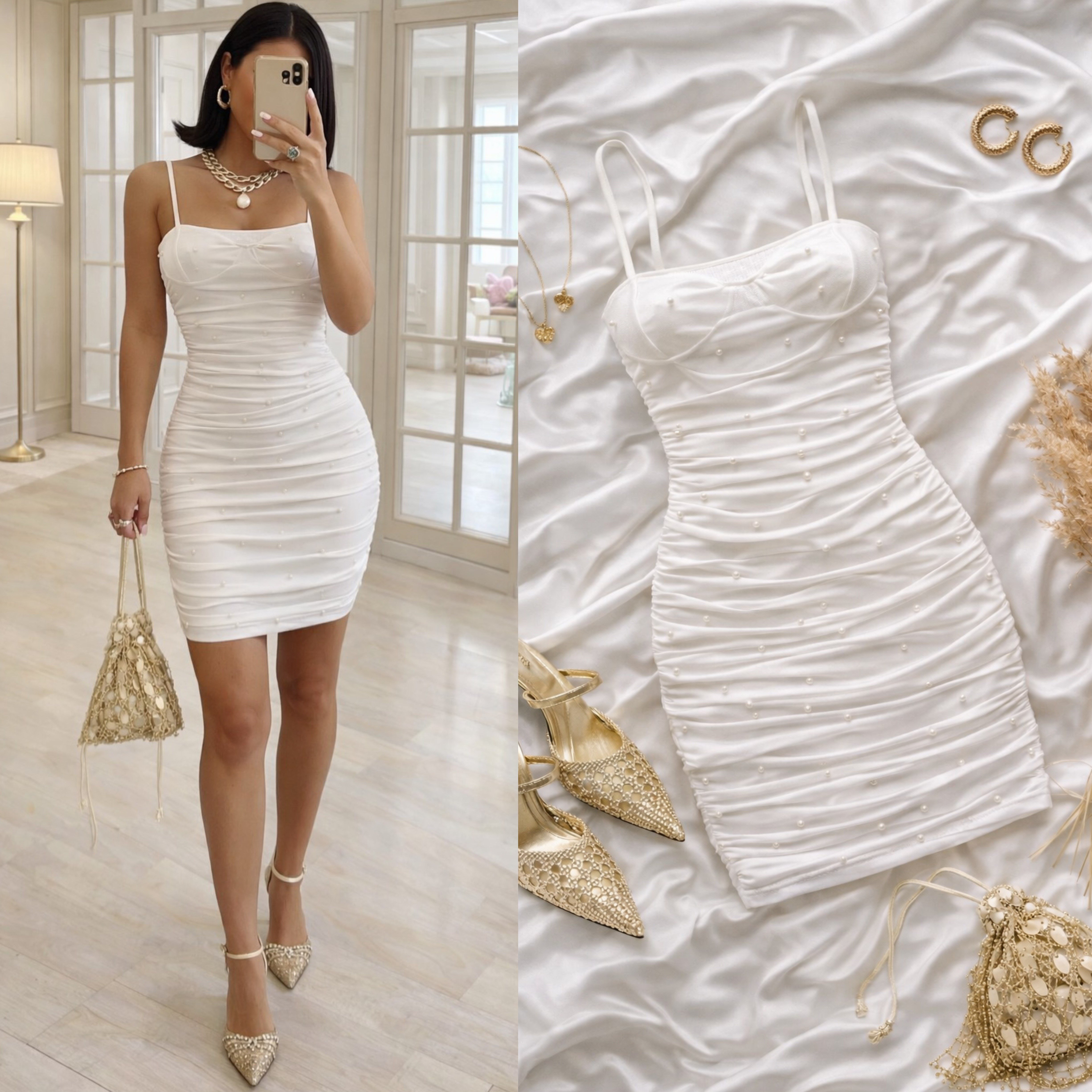 RILY GÖĞSÜ GLOPLU ELBİSE (İÇ GÖSTERMEZ)