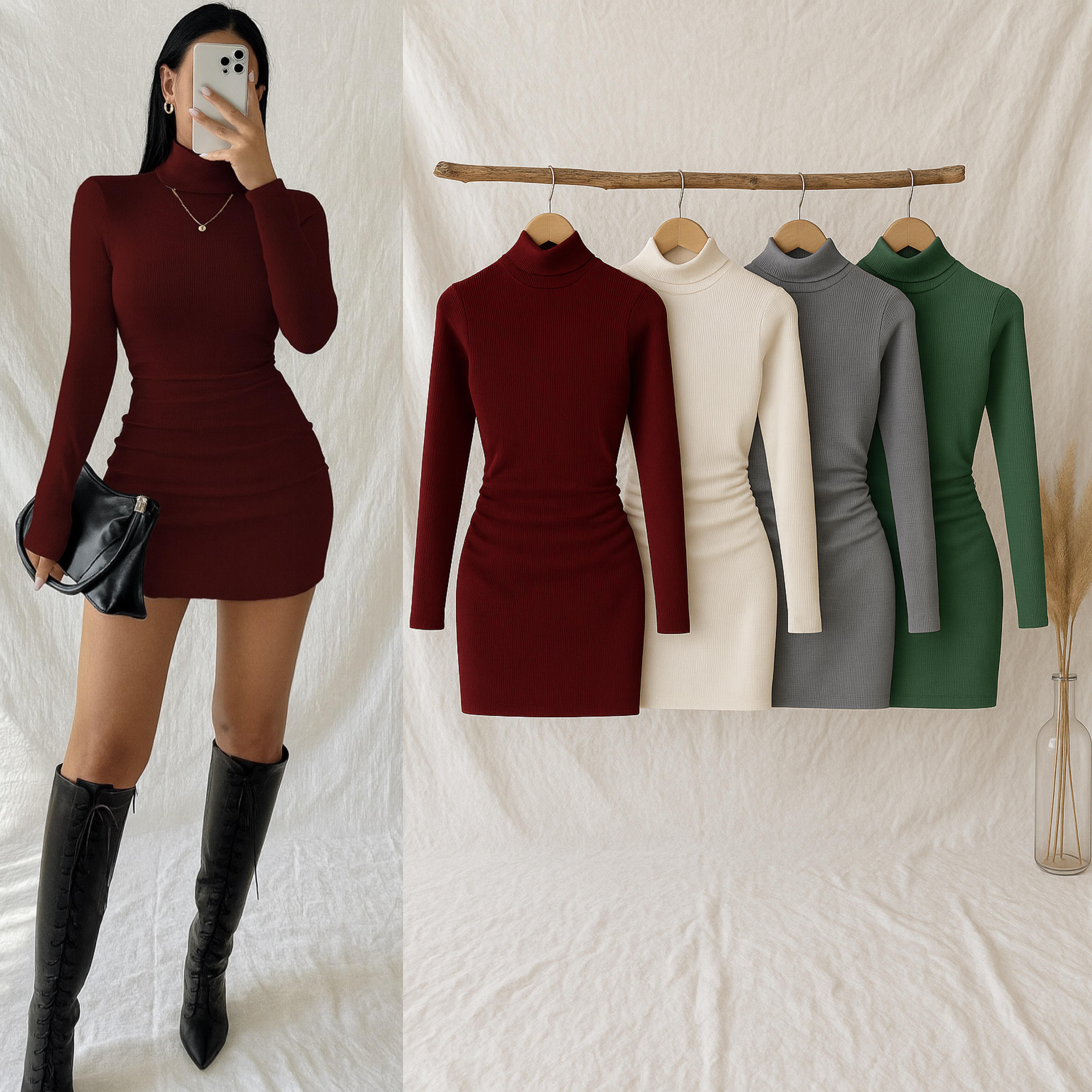 SERENA FİTİLLİ BALIKÇI ELBİSE BORDO