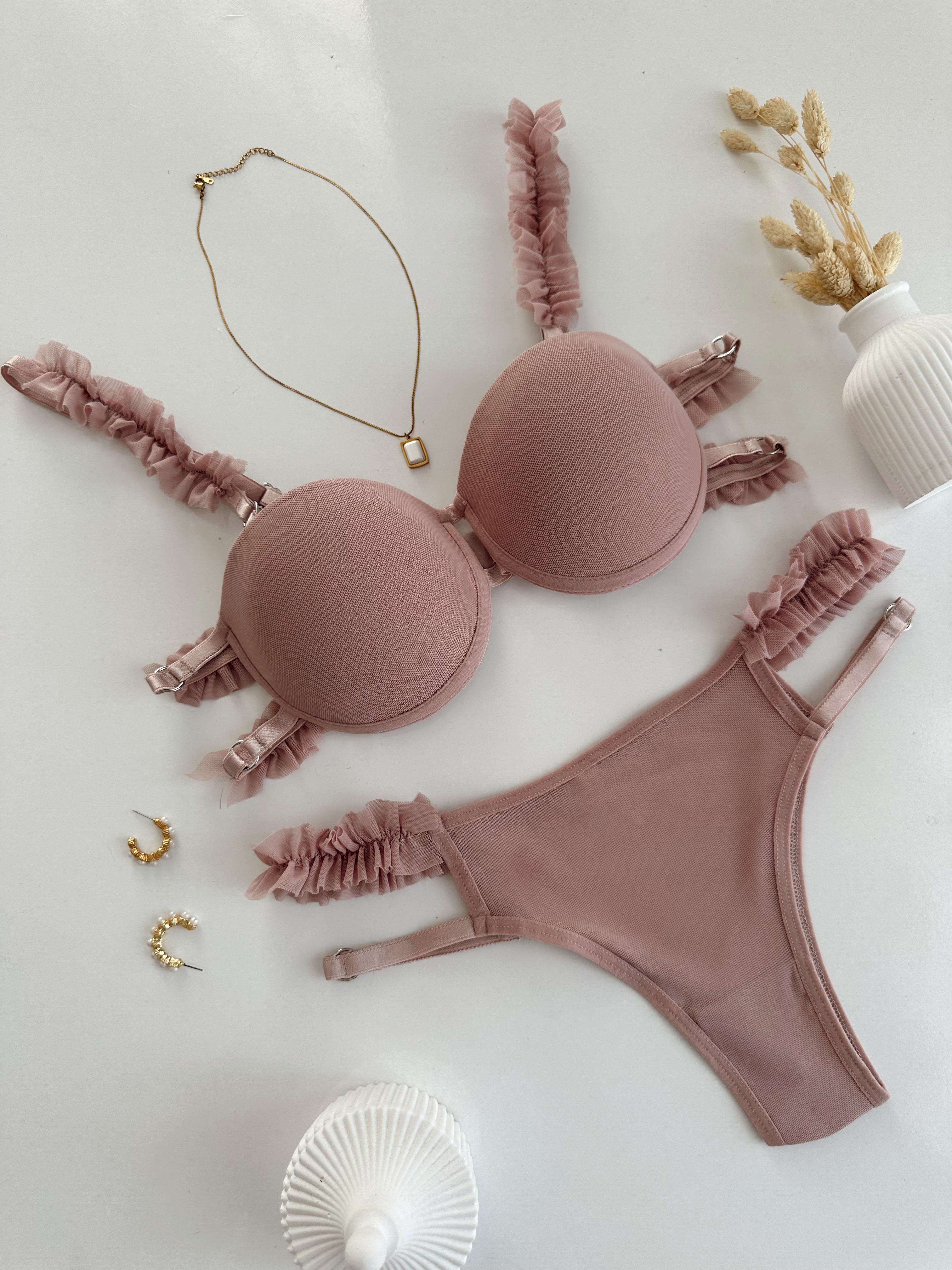 SEXY PUSH UP DOLGULU İÇ ÇAMAŞIRI TAKIM VİZON