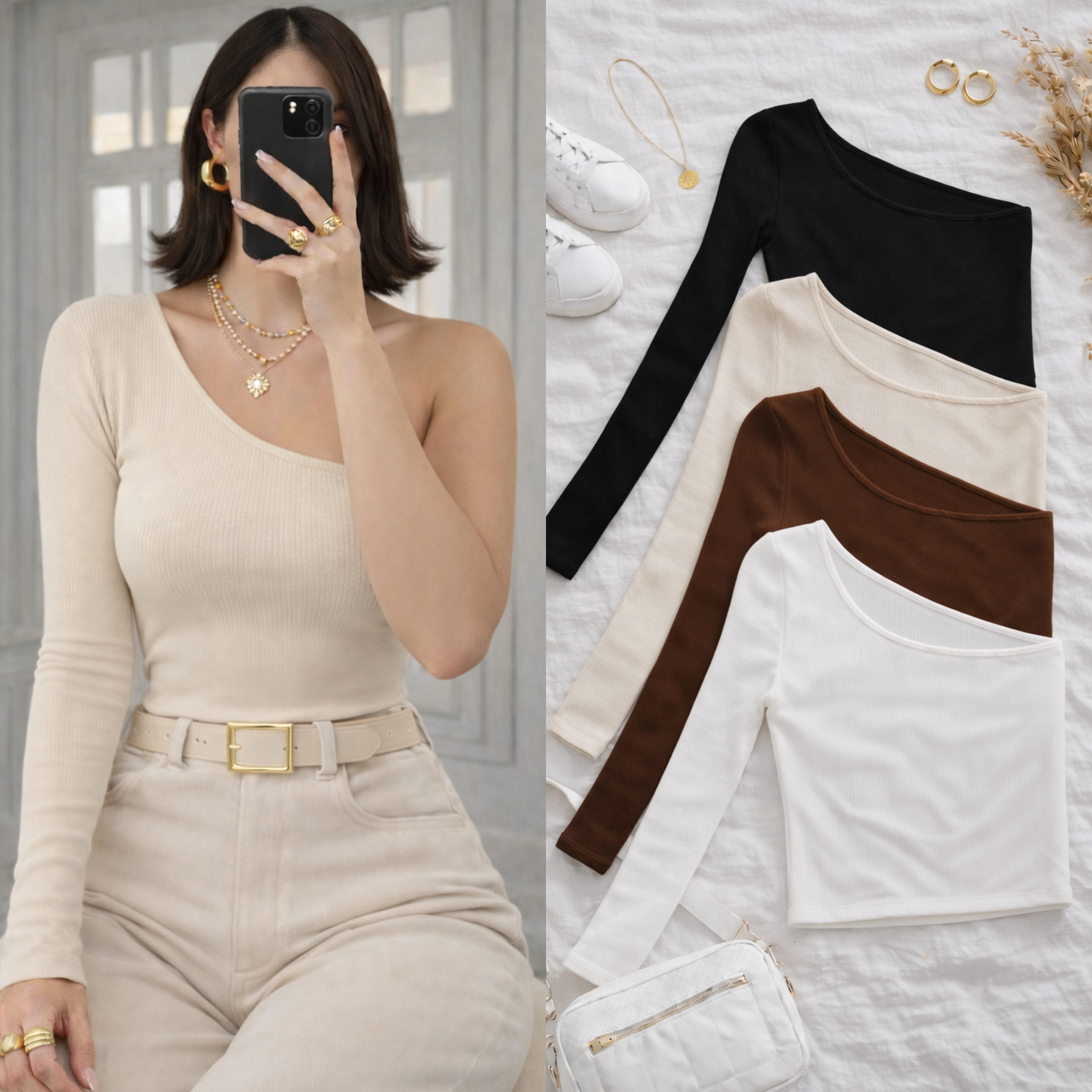 SUSI FİTİLLİ TEK OMUZ BLUZ