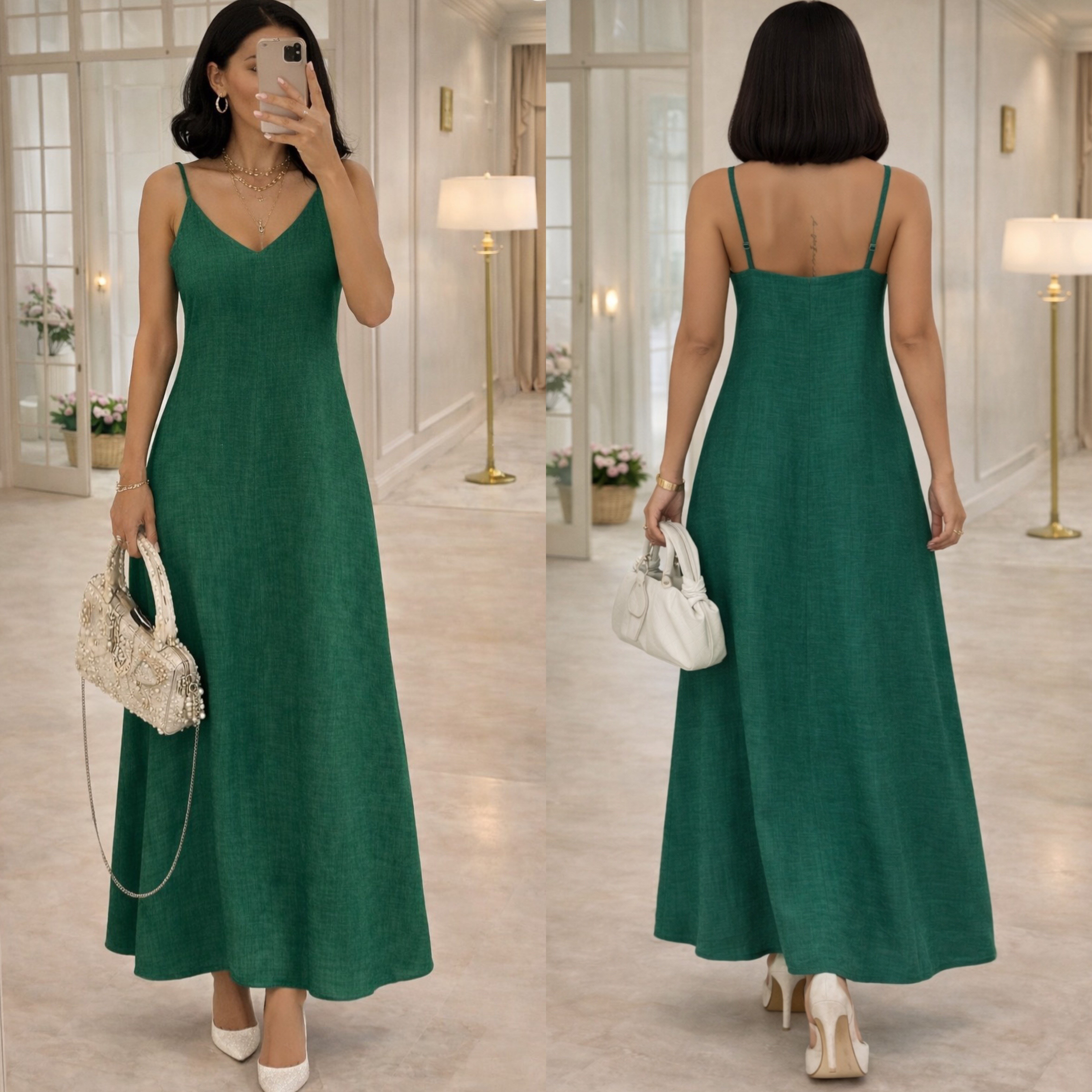 SUZI KETEN AYARLANABİLİR ASKILI ELBİSE