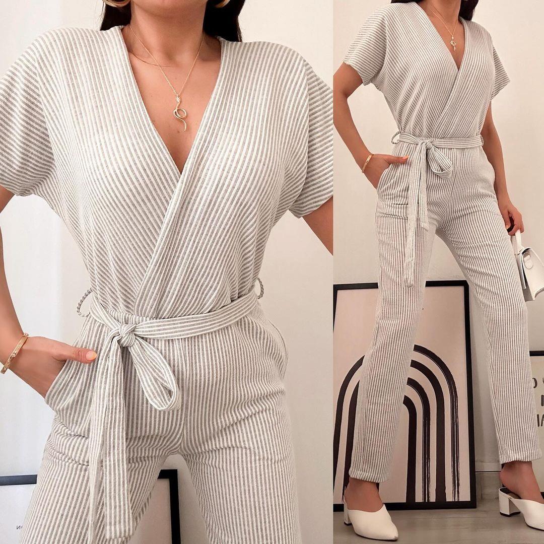 TAMARA ÇİZGİLİ KRUVAZE TULUM GRİ ÇİZGİLİ