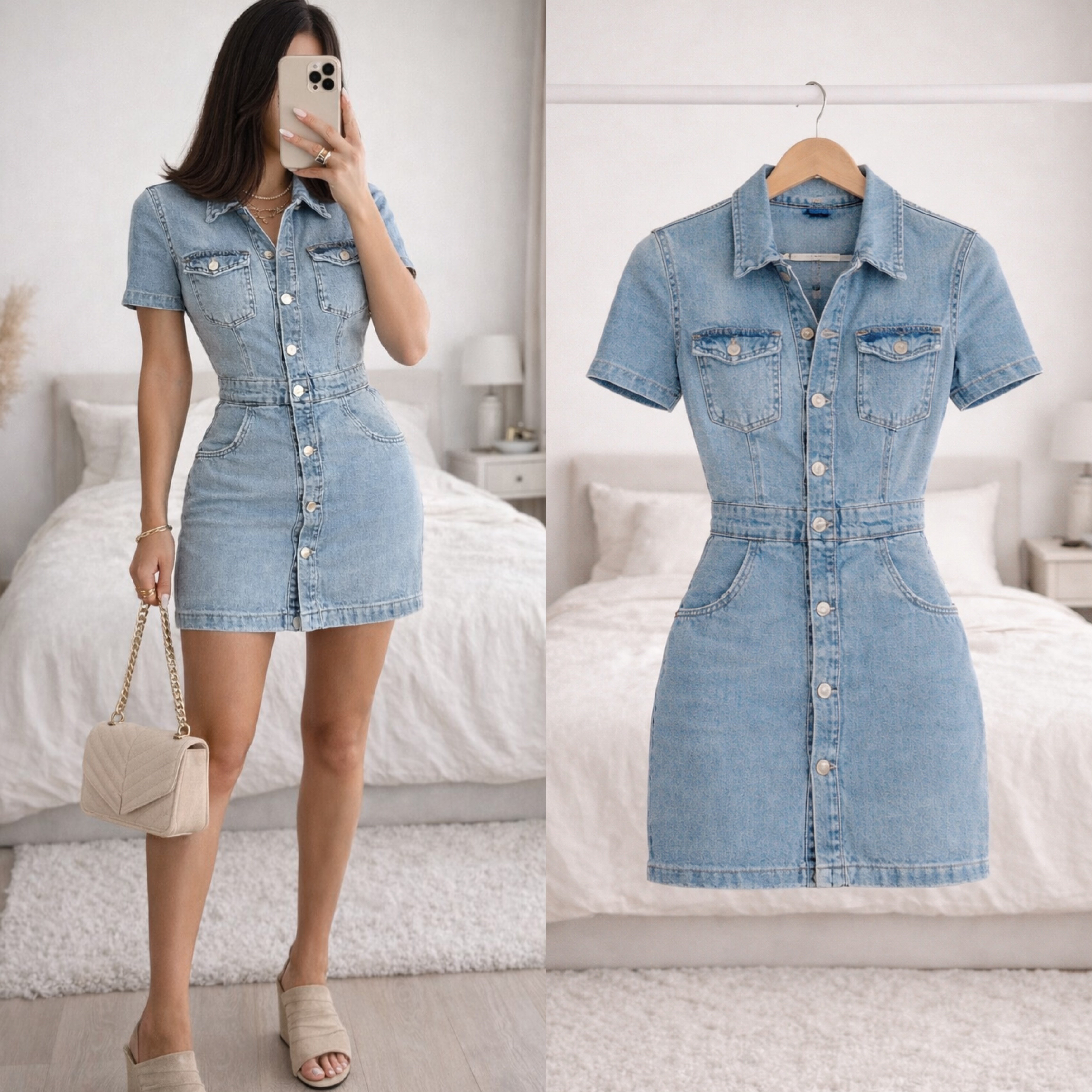 TREY ESNEK JEAN ELBİSE